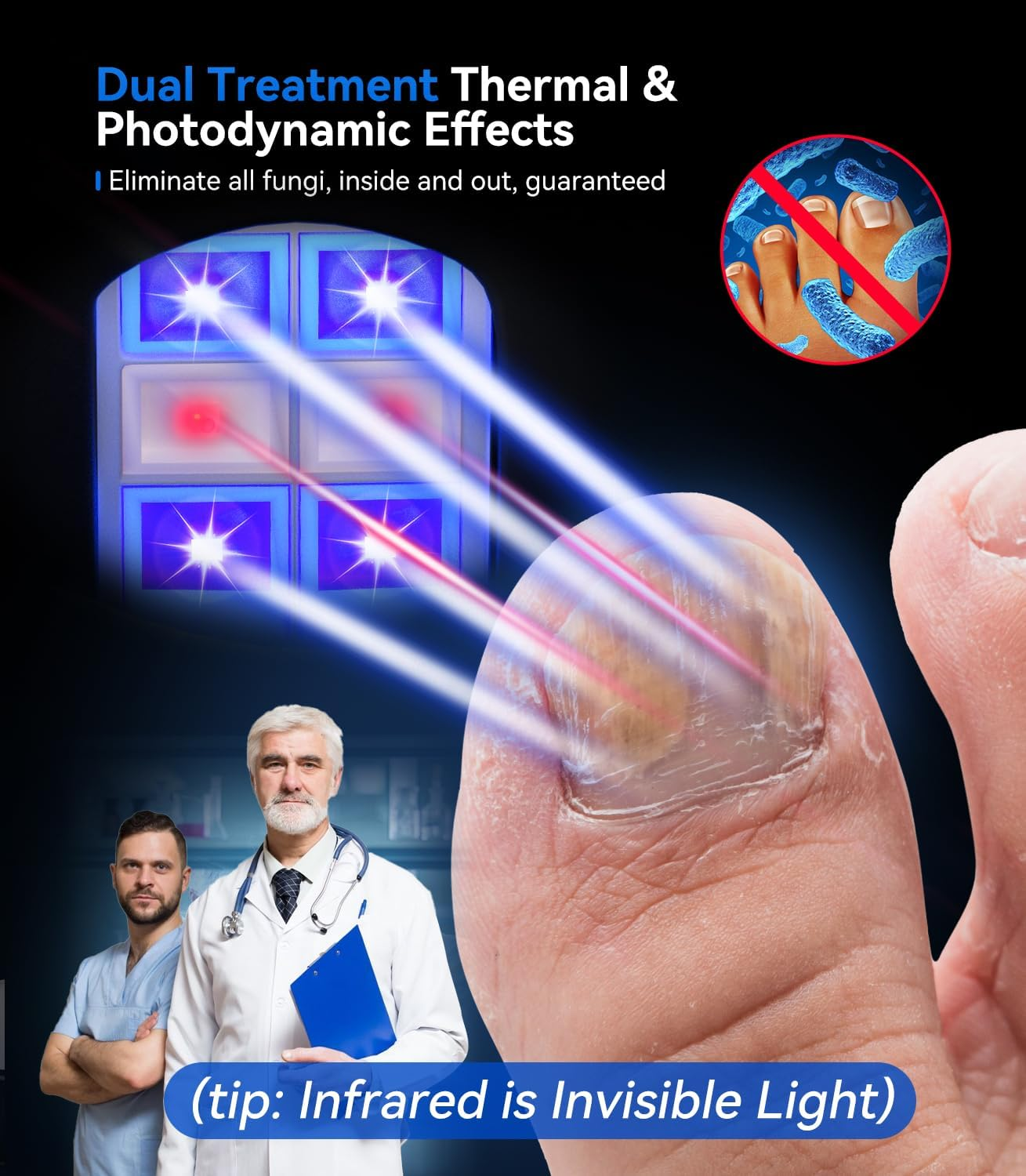 LOZLTX 8.0 Nail Fungs Laer Device 【Dualwave Tec - 99% Fungus Gone in 3Min】Nail Fungus Laser Device 【21-Day Fast-Acting】950Nm Infrared Light 500Nm Blue Light - Brown image number 5
