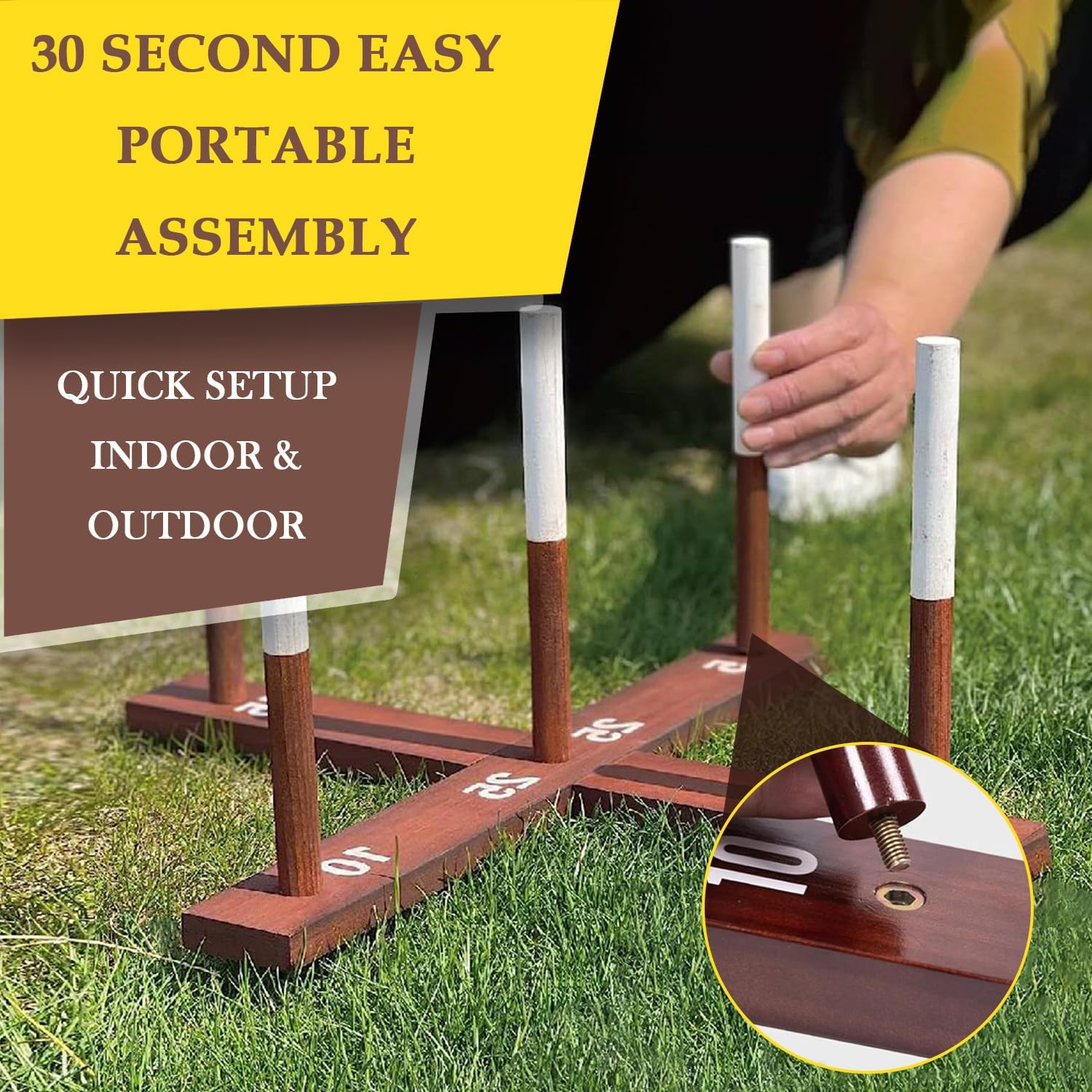 Ring Toss Set for Adults - Sociable Backyard & Patio Game with Portable Case - Ideal Outdoor Activity for Easter & Celebrations - Wooden Hoop Toss Kit image number 6