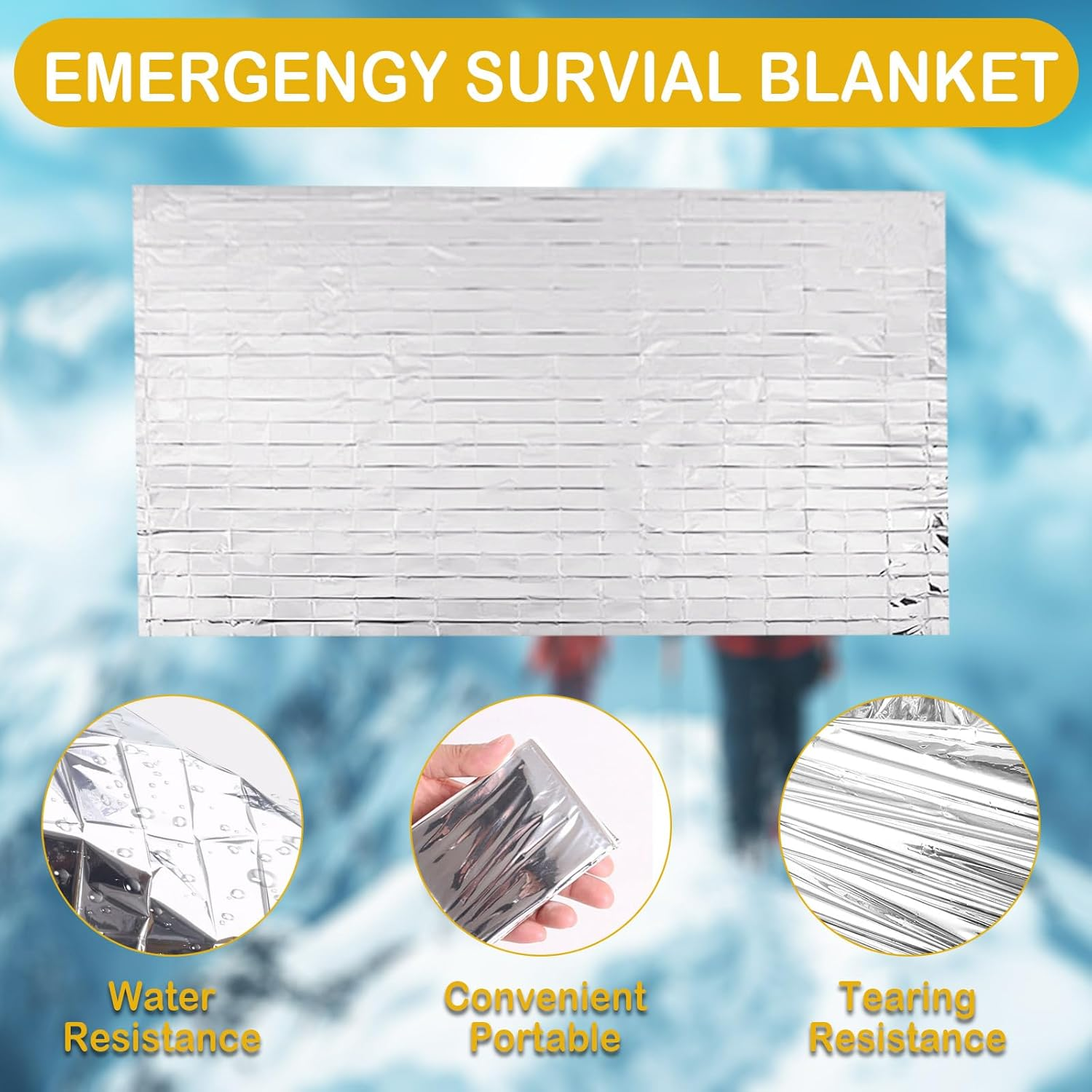 COVRA 5-Pack Emergency Mylar Thermal Blankets, Silver, 82.7X63 Inches, for Outdoor, Marathon, Camping, Hiking, and Harsh Weather
