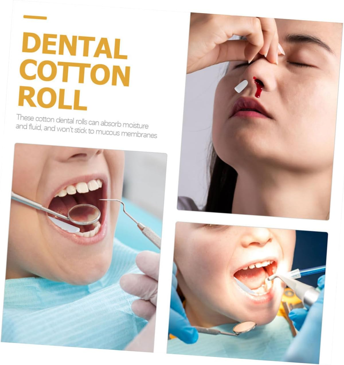 100 Pcs Medium Cotton Rolls for Nose Bleed Plugs and Dental Use Highly Absorbent Medical Cotton Rolls for Adults and Soft Disposable for Liquid Absorption image number 5