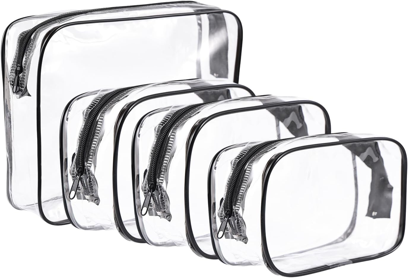 4 Pcs Large Clear Makeup Cosmetic Toiletry Organizer Bag,Clear Makeup Bags DIY Clear Cosmetic Bags Transparent PVC Waterproof Snack Bag Travel Clear Toiletry Bag for Women