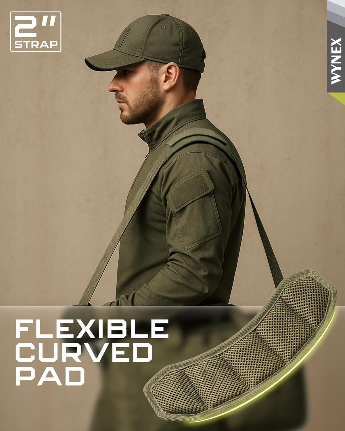 WYNEX Shoulder Strap Pad for Tactical Pouch, Universal Bag Strap with Detachable Thick Pad Single Shoulder Strap Replacement - Khaki image number 6