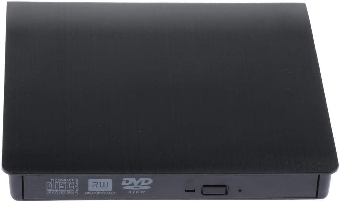 Prettyia External DVD Drive USB 3.0 Ultra Slim Aluminum Portable CD DVD +/-RW Optical Drive Burner Writer Player, Great for Laptop PC Computer - Black