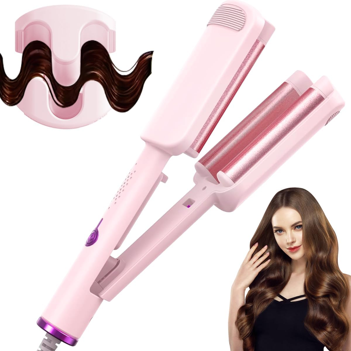 32 Mm Wave Iron for Hair, Curling Iron, Large Curls, Beach Waves Curling Iron, Decorative Home, Waves Curling Irons, Adjustable Temperature (160 &deg;C - 220 &deg;C), Birthday Gifts for Girls image number 5
