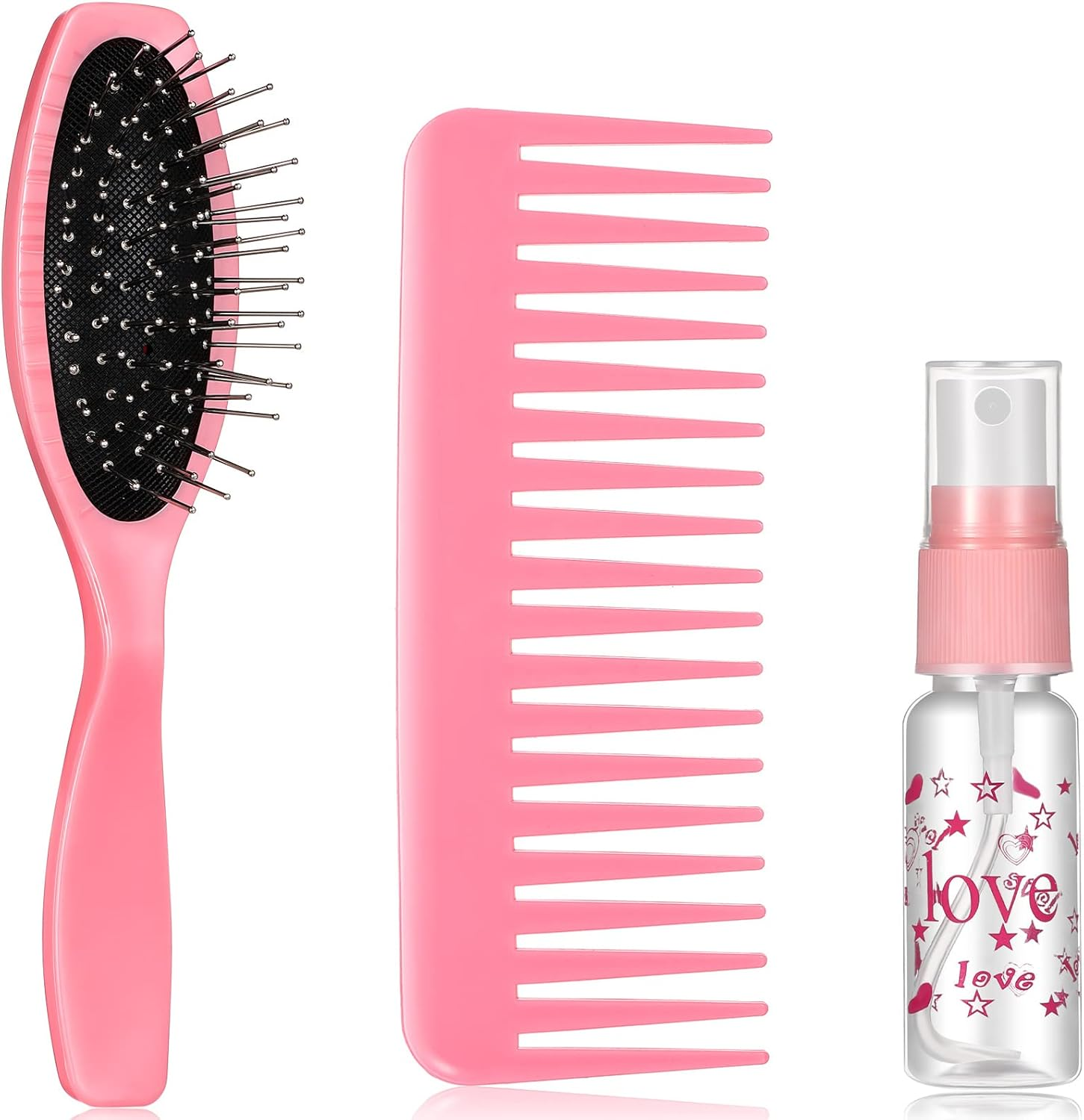 3 Pieces Hair Brush Kit for 18 Inch Doll - Wig Brushes, Wire and Plastic Brush, Comb Set with Spray Bottle for Head Care Styling Detangling Accessories (Light Pink) image number 3