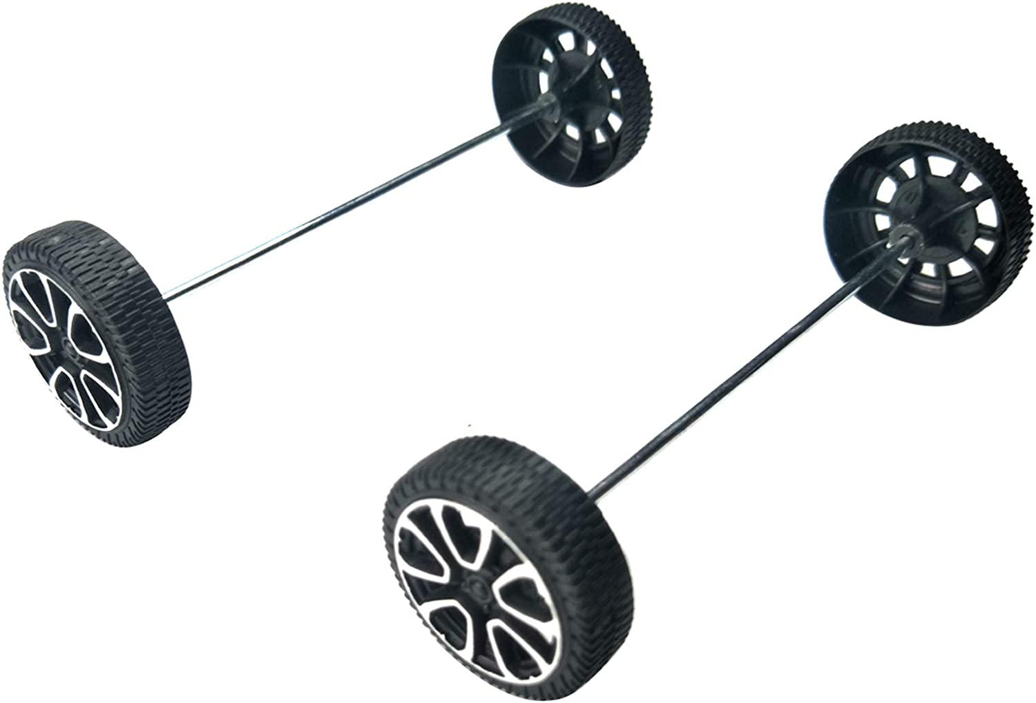 EUDAX 30Mmx9Mm Plastic Roll 2Mm Dia Shaft Toys Wheel and 2Mmx100Mm STEM Shaft round Rod Axles for DIY Toy RC Car Truck Boat Helicopter Model Part (300 Pcs) image number 2