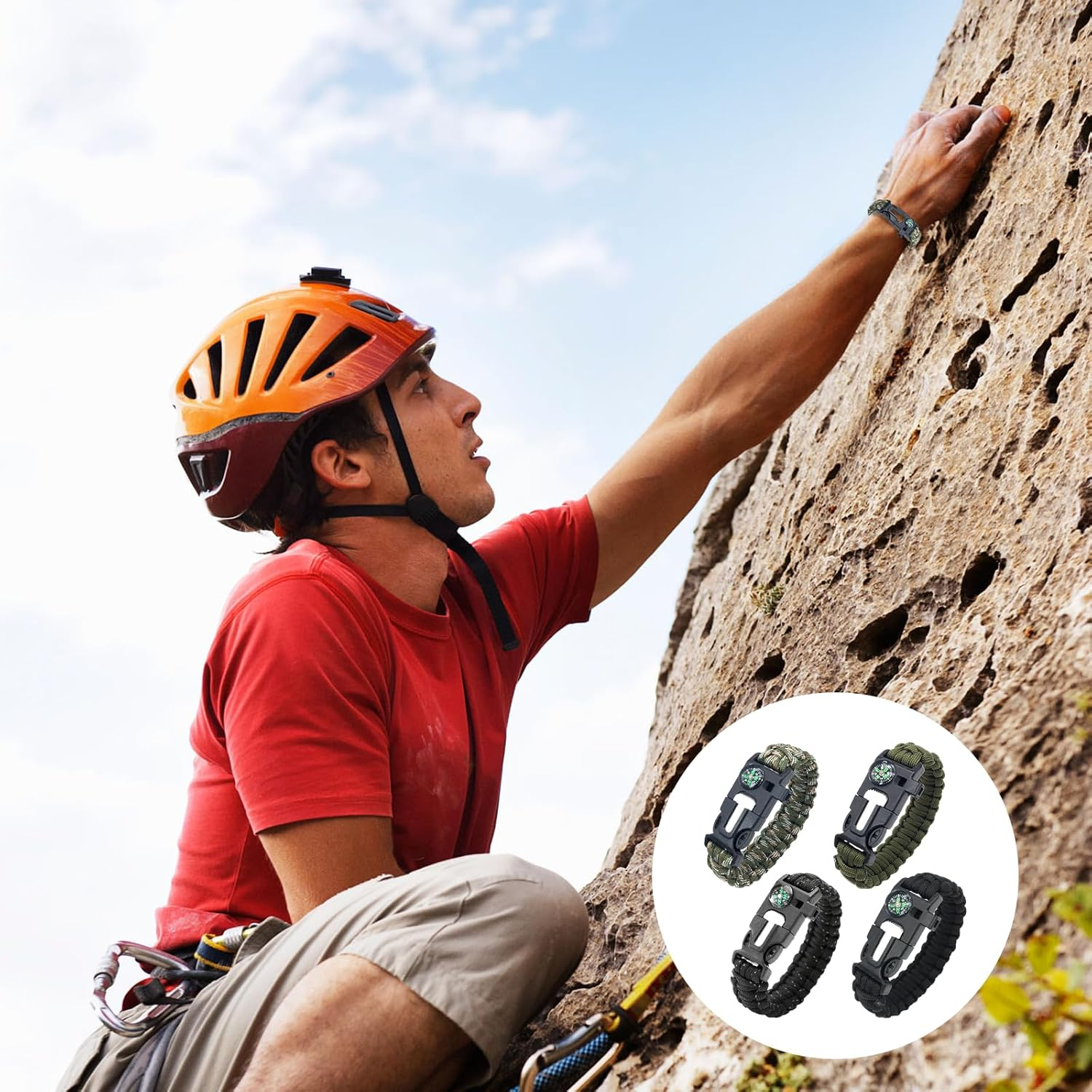 Generisch Survival Bracelet, Multifunctional Survival Bracelet, Buckle, Compass, Lifeguard Whistle, Wild Camping Equipment Kit, Wildness Emergency Survival Kit for Camping, Outdoor Travel, Hiking image number 4