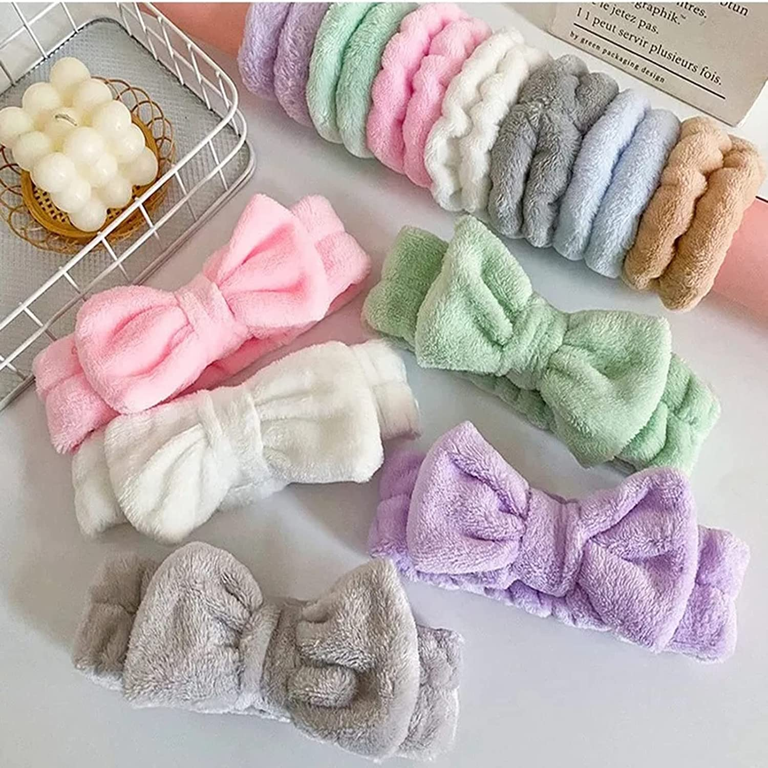 9Pieces Spa Headband Wrist Washbands - Microfiber Head Band Skincare Headbands Makeup Butterfly Headband and Wristband Set for Washing Face, Facial Wrist Towel Washbands for Women Girls image number 4