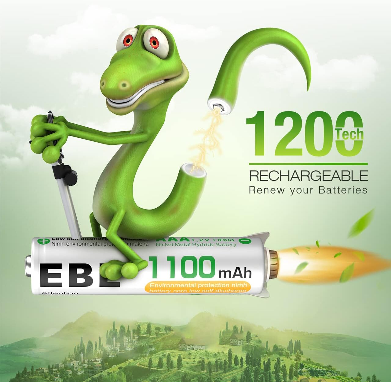 EBL 8 Pack AAA 1100Mah High Capacity Rechargeable Batteries 1.2V Ni-Mh AAA Battery (Battery Case Included) image number 1