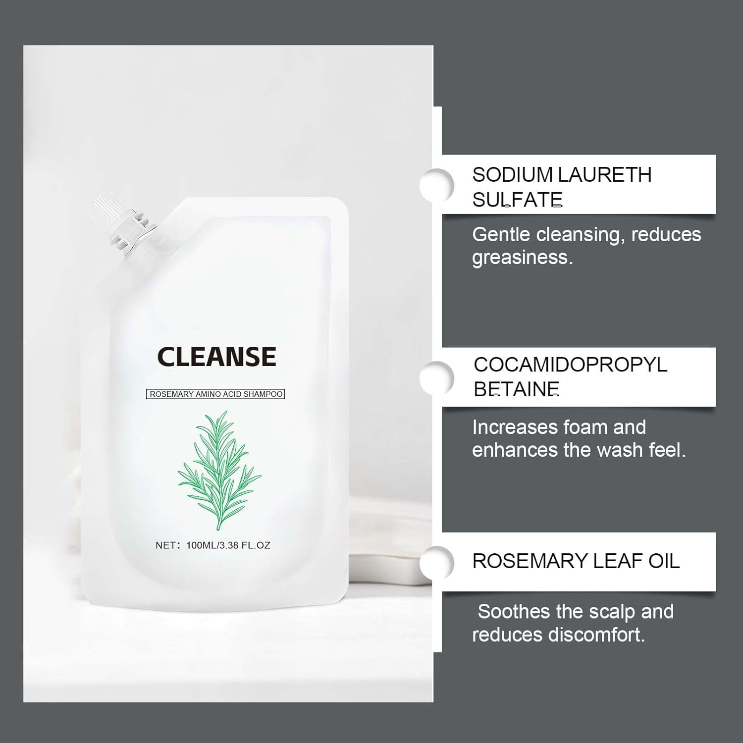 Rosemary Hair Shampoo for Thinning Hair Women and Men,Volumizing & Clarifying Shampoo for Daily Care,Routine Wellness Sha/Mpoo,Hair Sha/Mpoo Fors Women and Men,Rosemary Fo/R Thinning (5 PCS) - 3 Pcs image number 3