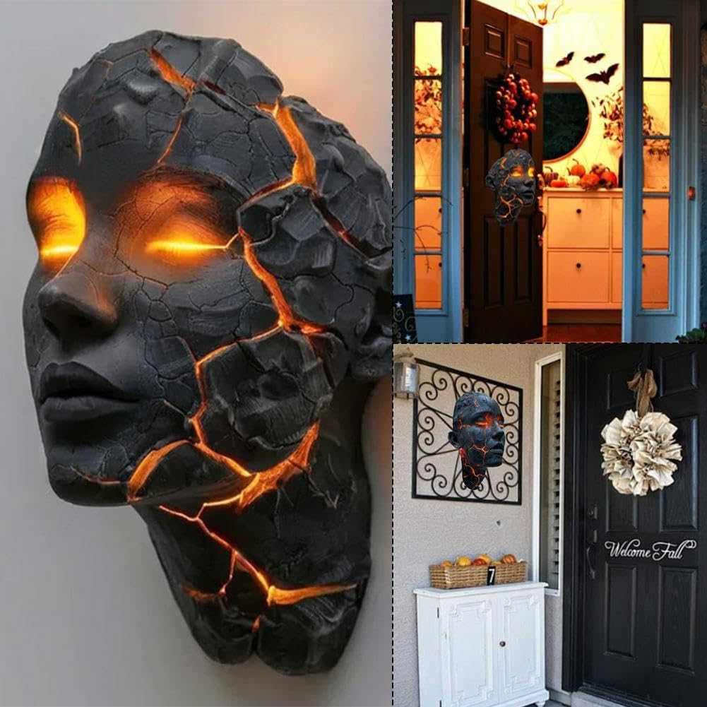 Cracked Soul LED Wall Light - 3D Shattered Glass Gothic Sconce for Halloween, Bedroom, Living Room Decor (Style A)
