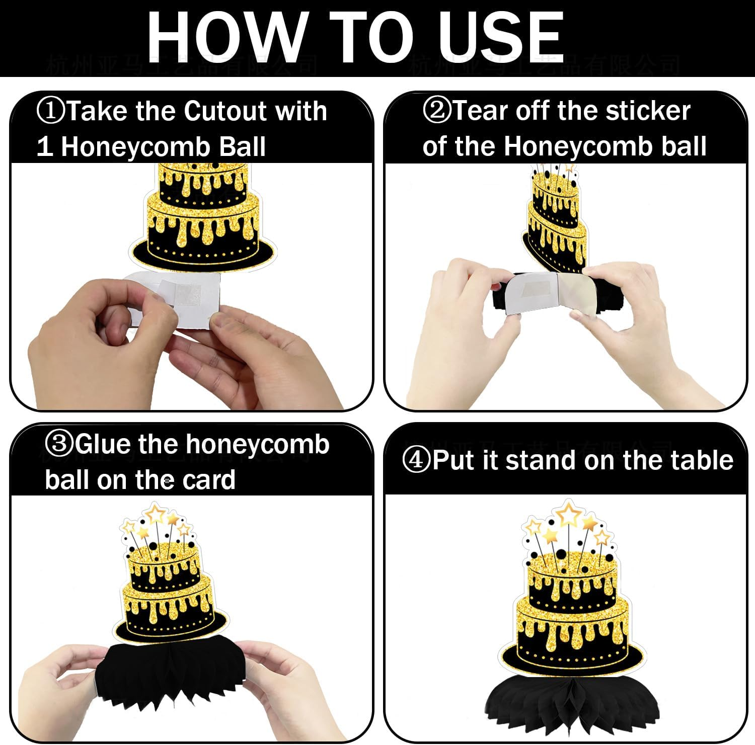 Shalve 40Th Birthday Party Decorations Honeycomb Centerpieces Table 18Pcs Decorations Supplies Vintage for Men Gold Topper Cheers Back Decor image number 6