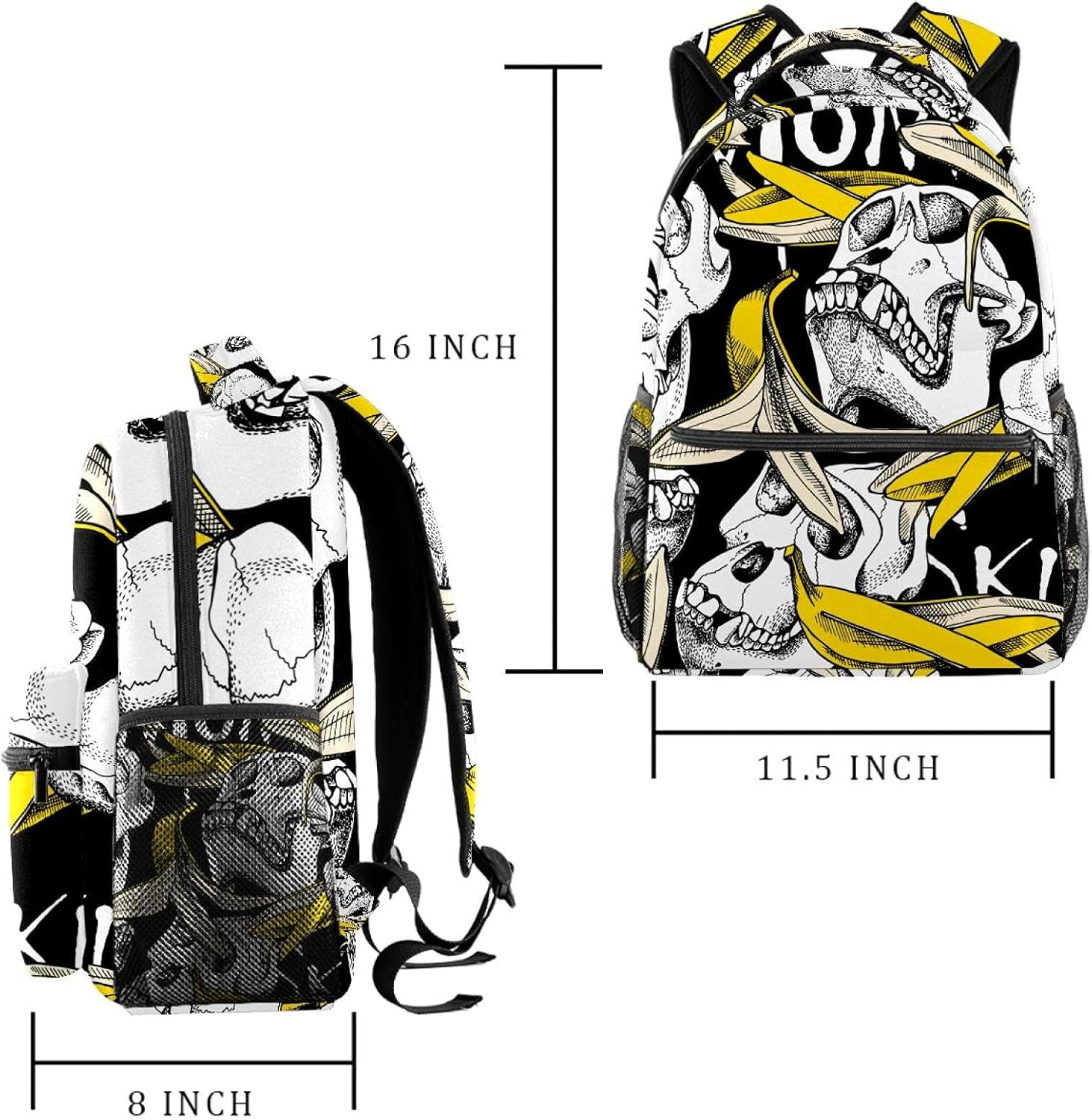 Banana Skull Head Backpack Students Shoulder Bags Travel Bag College School Tote Backpacks image number 2