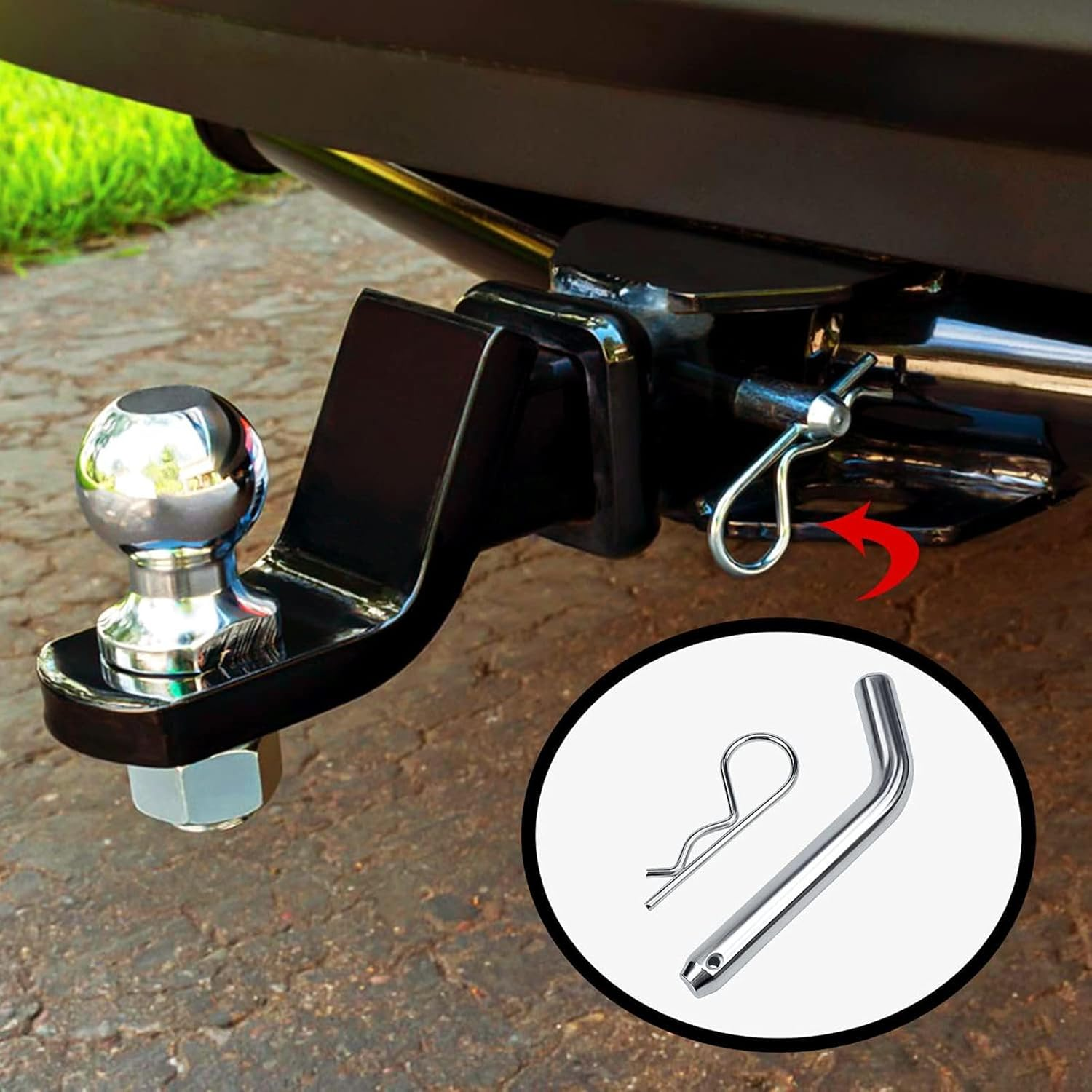 Trailer Hitch Pin & Clip with Grooved Head, 5/8-Inch Diameter, Fits 2 or 2-1/2-Inch Receiver
