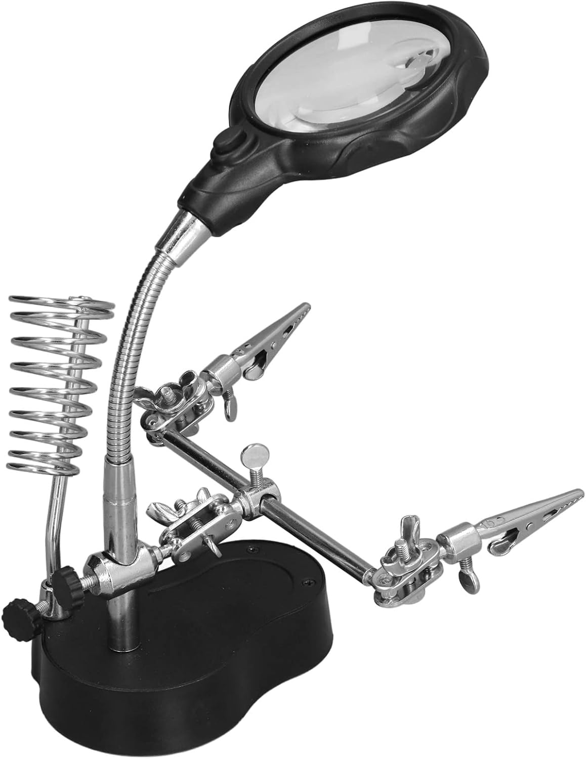 Desk Magnifier, Magnifying Glass with Auxiliary Clip & LED Lamp, 3.5X 12X Dual Magnifier Lamp for Reading/Painting/Sewing, Observe Small Items Miniatures Projects, Adjustable Neck image number 1