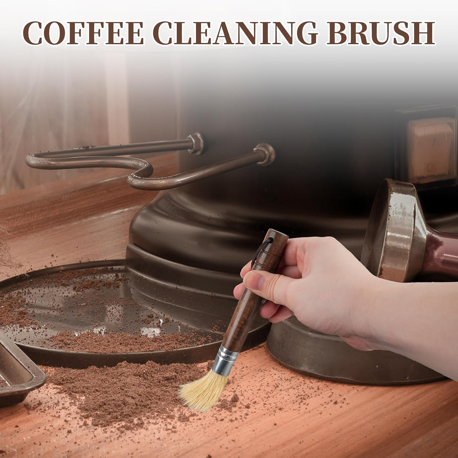Bamynoir Coffee Grinder Brush, Espresso Machine Cleaner with Wooden Handle & Natural Bristles, Barista-Designed for Home Kitchens, Cleans Coffee Accessories. image number 2