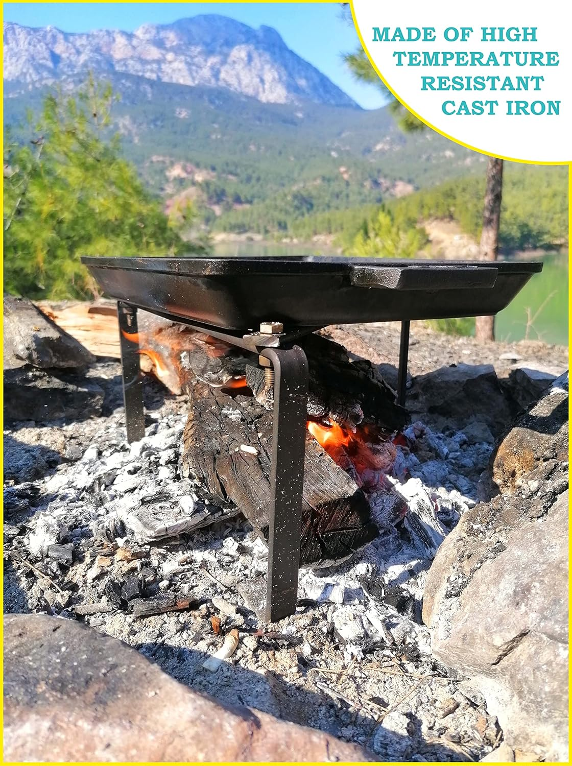 14 Inch Camping Tripod for Cooking, Camping Cooking Stand, Tripod Grill, Fire Tripod for Cooking, Cast Iron Stand, Dutch Oven Stand, Fire Pit Stand, Dutch Oven Tripod, Cooking Tripod for Campfire image number 2