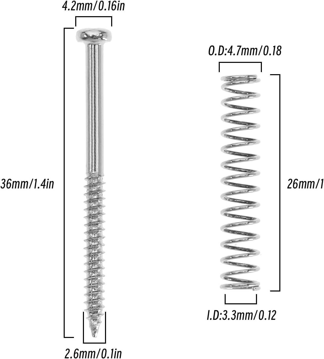 Ecsing 20 Sets Pickup Mounting Screws Pickup Springs Kit for Electric Guitar Musical Instruments Replacement Accessories Silver image number 1