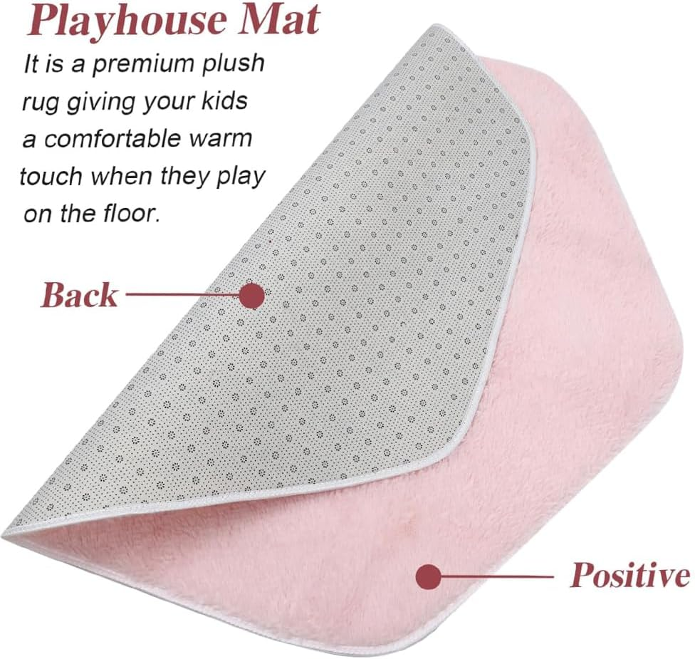 Hexagon Play Tent Rug for Boys & Girls &ndash; Soft Crawling Mat Cushion for Nursery, Playroom or Playhouse, Plush Floor Carpet for Kids Room image number 2