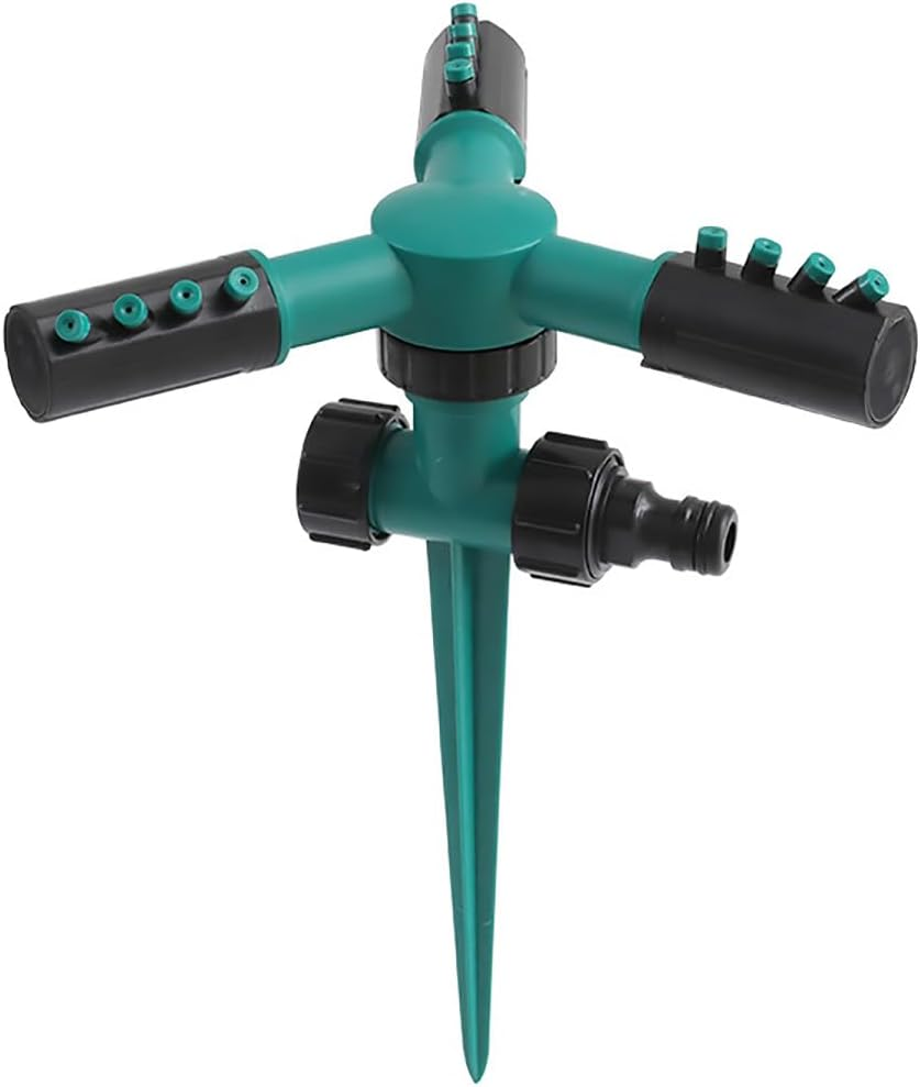 AIMALL 360&deg; Rotating Trigeminal Lawn Sprinkler &ndash; 9.45"X6.89" Garden Irrigation Sprayer with Spike Base & 12 Adjustable Jets for Balcony, Yard & Outdoor Cooling