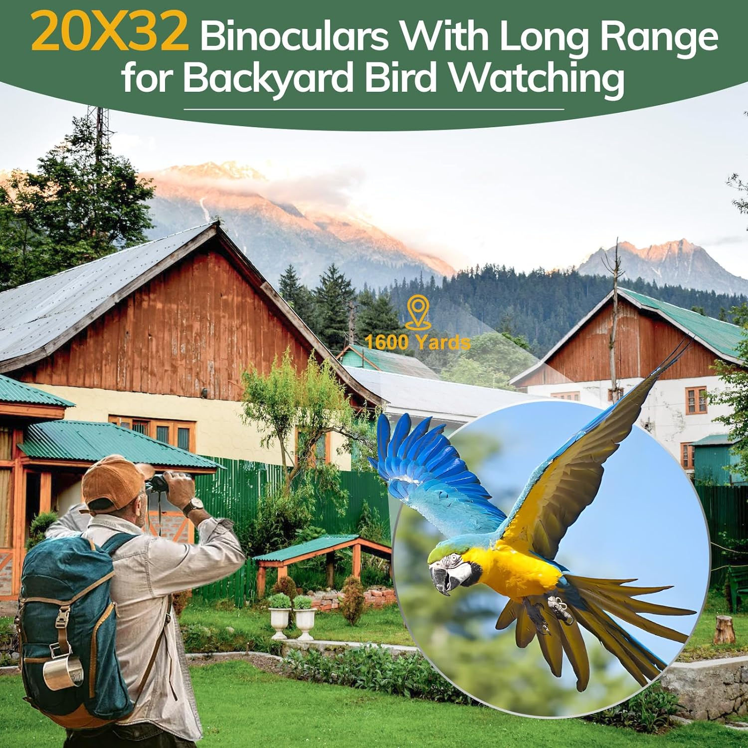 20X32 Binoculars for Adults Kids High Powered with Sharper Vision - Compact Binoculars with Comfortable View - High Definition Small Binocs for Bird Watching Cruise Trip Hunting Travel Concert Hiking image number 4