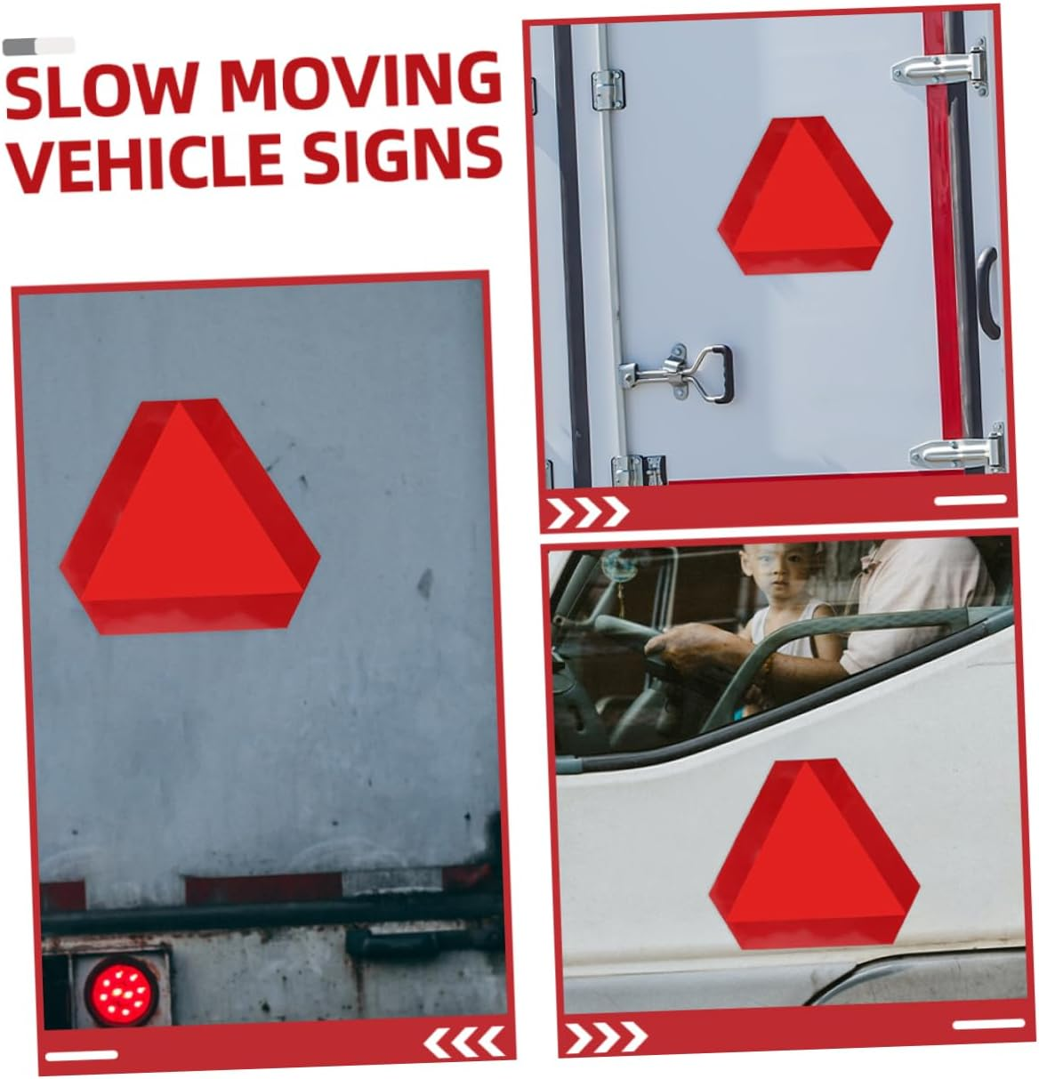 2Pcs Slow Moving Sign Reflectors Car Triangle Aluminum Safety Sign Reflective Road image number 6