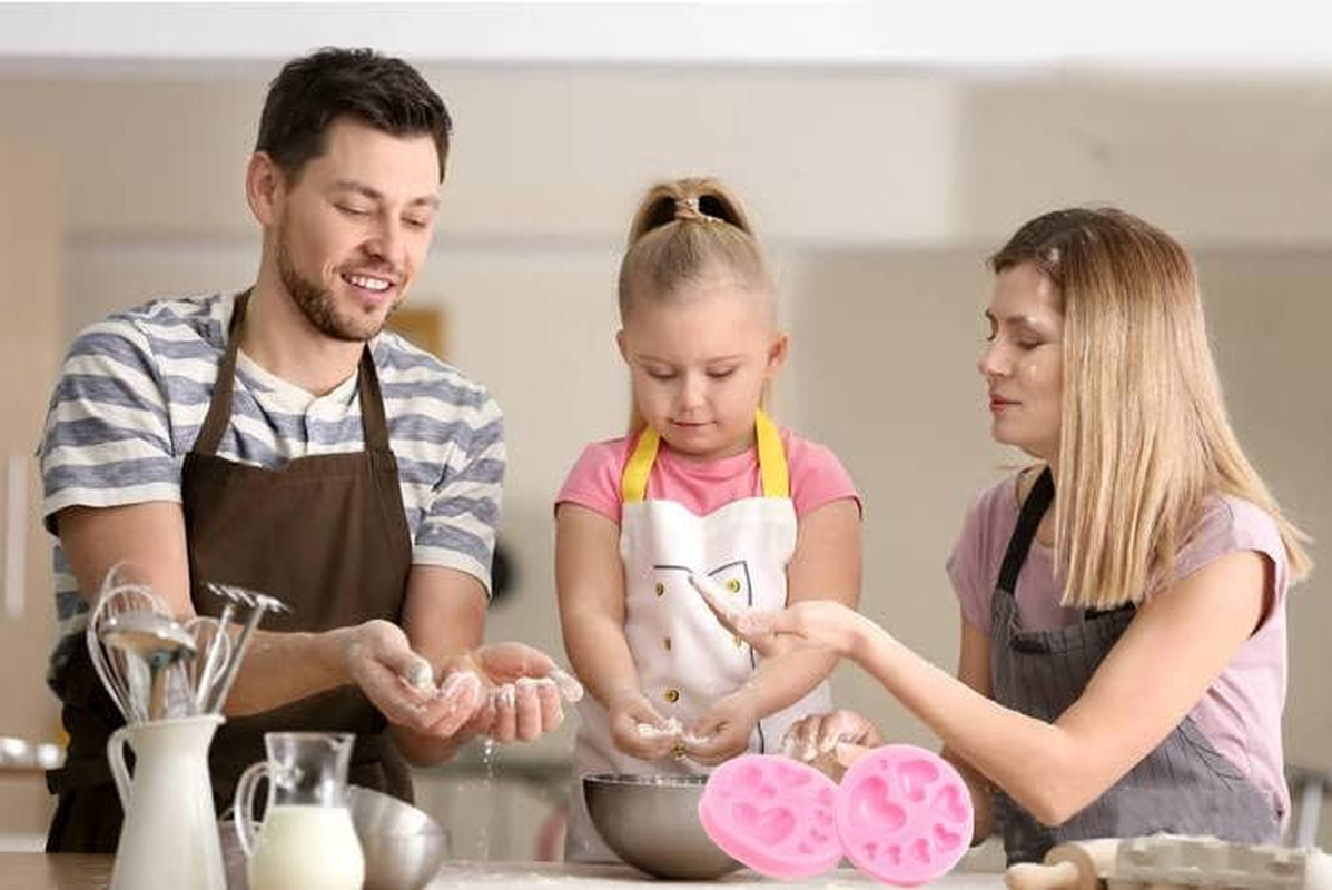 VOSO 2 Pcs Heart Shape Silicone Moulds, Mixed Size Silicone Fondant Moulds, Chocolate Cake Jelly Candy Mould Cupcake Decoration Tool for DIY Dessert Handmade Baking(Pink) image number 2