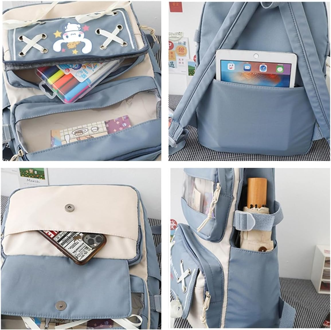 GDFENDU Kawaii Backpack with Keychain,17In 3D Printed Casual Sports Bag Outdoor Youth High Capacity Schoolbag. - B image number 5