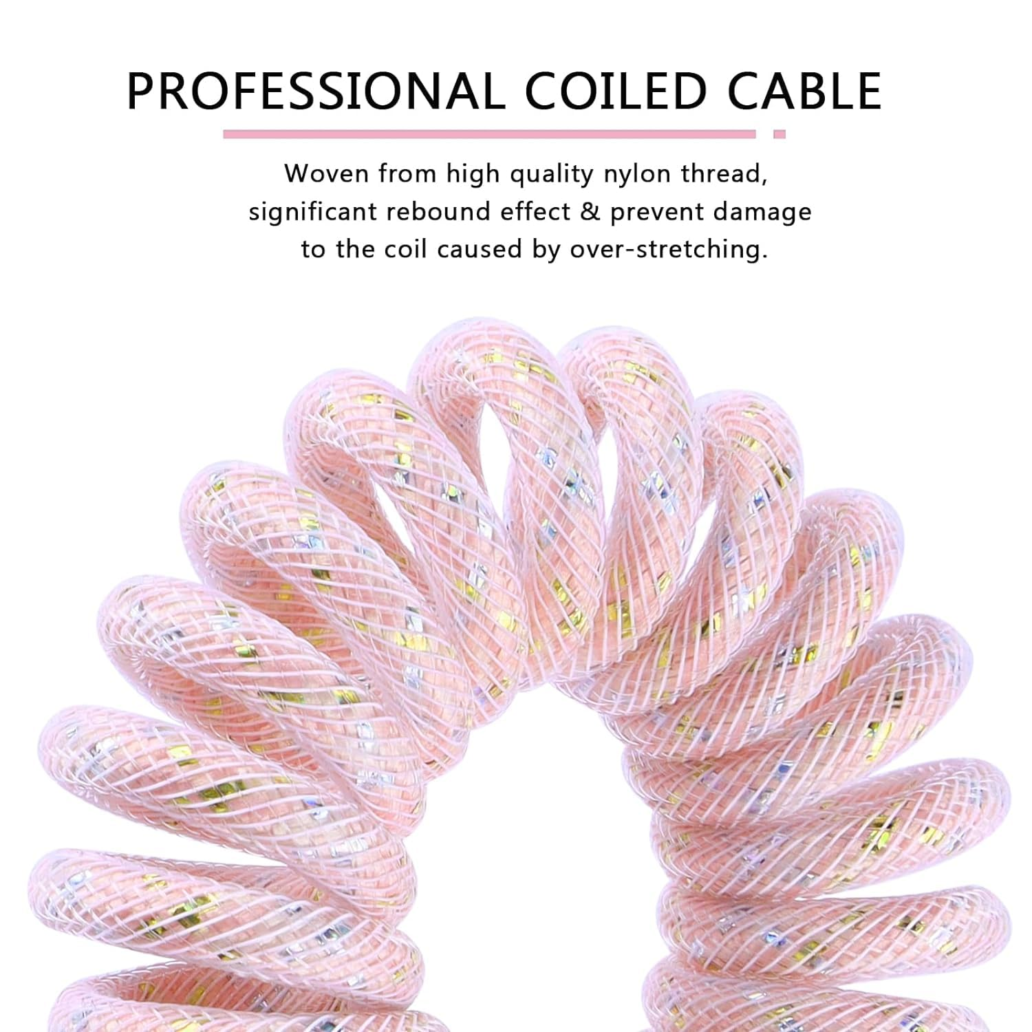 ATTACK SHARK Custom Coiled USB C to a Cable for Gaming Keyboard,Double-Sleeved Starlight Braided Cable with Detachable Metal Aviator 24K Gold Connector 1.7M-2.2M for Phone/Ps4/Android/Xbox-(Pink) - Gray image number 3