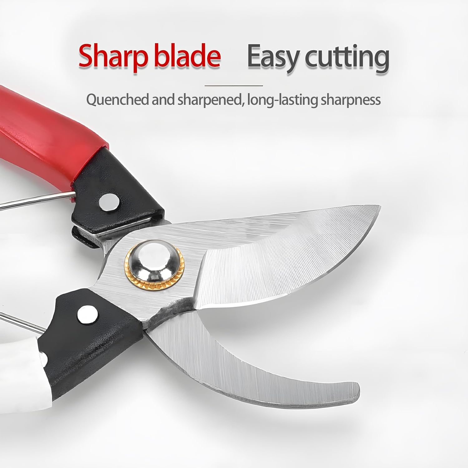 Bypass Pruning Shears, 8" Gardening Hand Pruner, High Carbon Alloy Steel Compact Pruner with Safety Buckle for Pruning Fruit Branches Gardening Pruning Shaping Picking Fruits Flowers image number 3