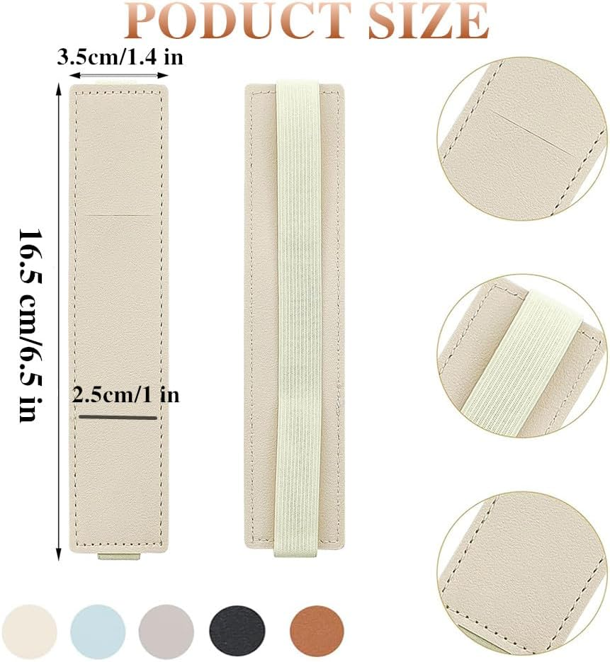 PU Leather Pen Sleeve Pouch, 10Pcs Elastic Band Pen Holder for Notebook, Journal Pencil Holder image number 5