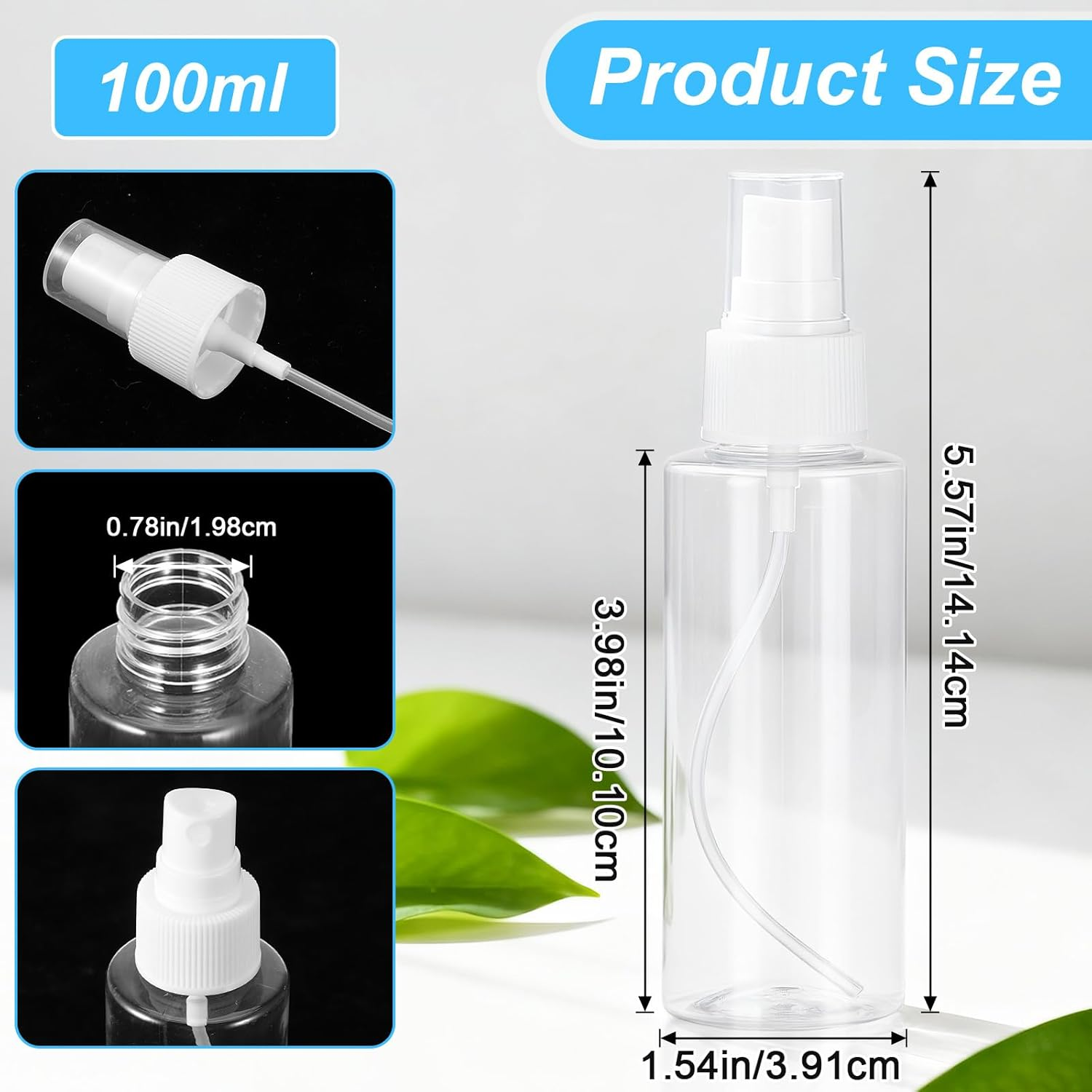 LIQWEI Pack of 4 100 Ml Small Spray Bottles, Travel Spray Bottles, Transparent Atomiser Spray Bottle, Plastic, Fine Mist Spray Bottles, Atomiser Spray Bottle Empty for Perfume Oils and Solids image number 2