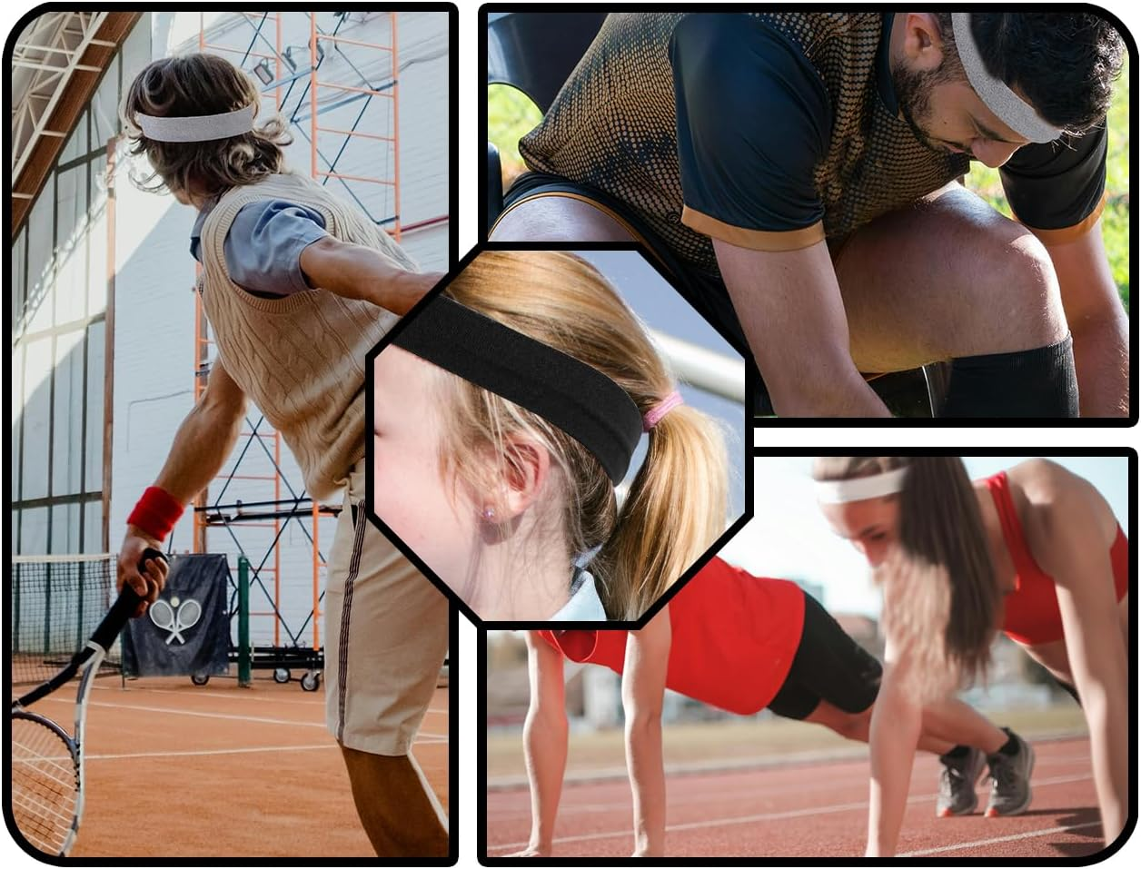 Lhbwhiz Pack of 3 Yoga Headbands, Women'S Non-Slip Wide Headband, Soft Elastic Fitness Hair Bands, Sports Fabric Hair Band, for Running, Exercise, Gym (23.5 X 6 Cm, Solid Colour) image number 4