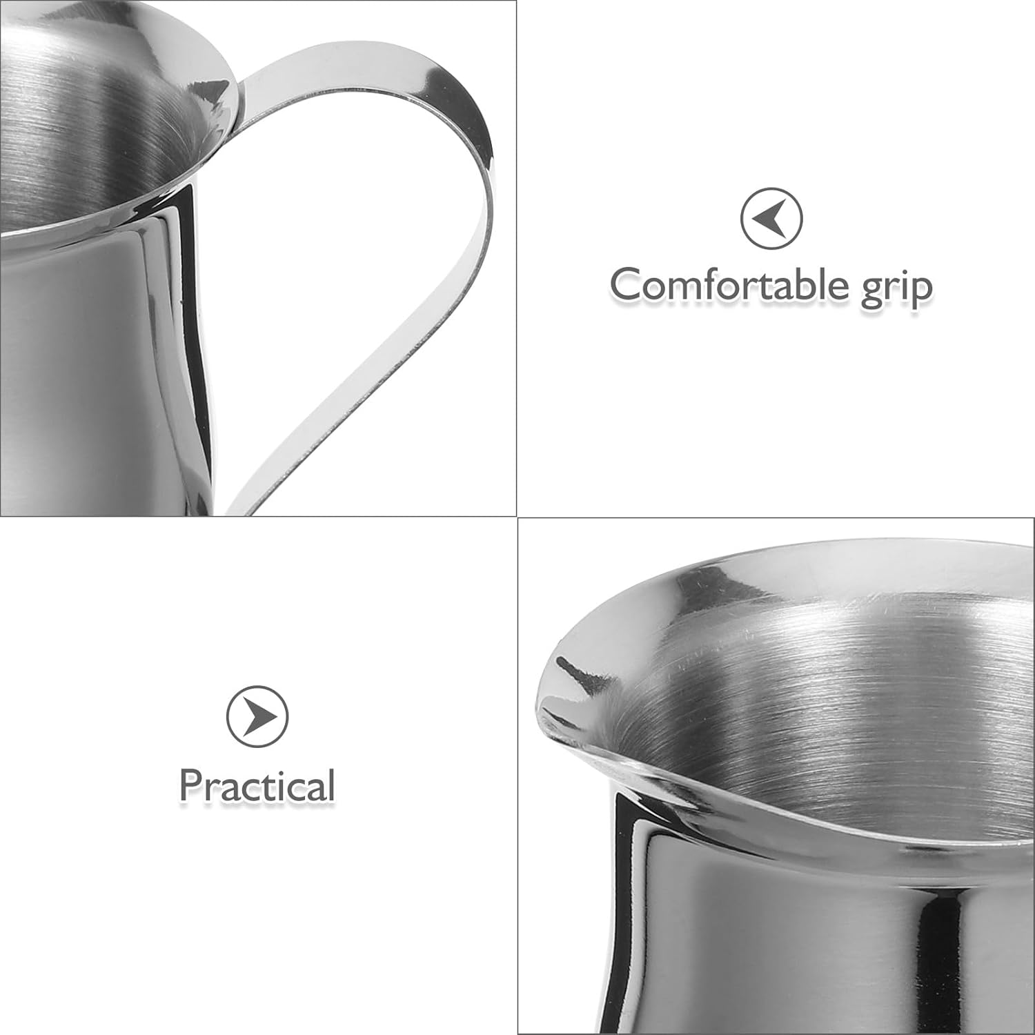 Hoement 2Pcs Stainless Steel Milk Frothing Jug for Espresso and Latte Art Pitchers with Smooth Interior for Easy Cleaning Milk Steamer Cups for Cafe Use image number 4