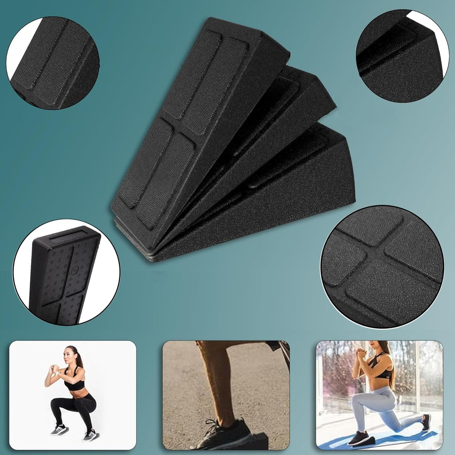 Adjustable Angle Slant Board for Calf Stretching, Strengthening & Mobility Improvement, Non-Slip, Multi-Functional, Black, EPP Foam image number 5