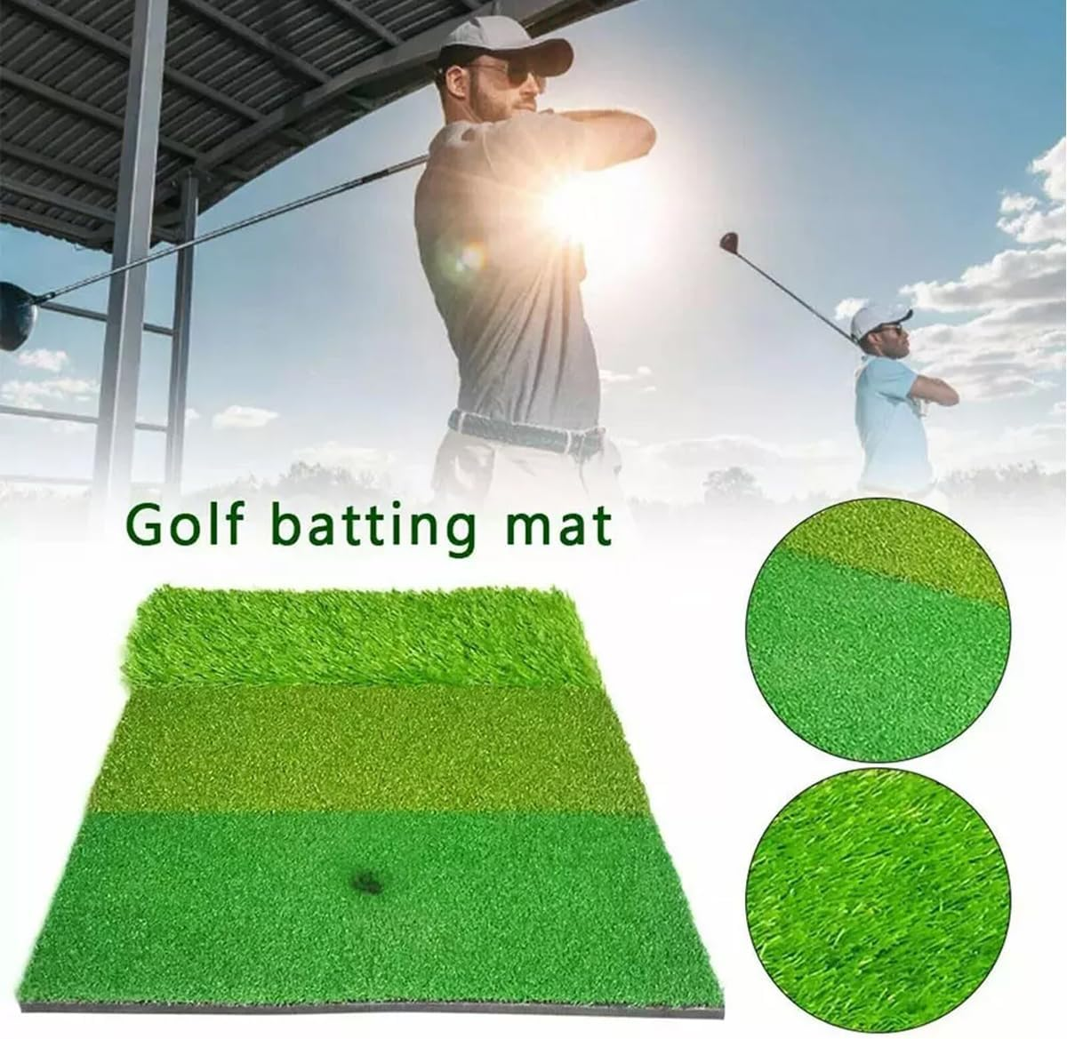 AIMALL 3-In-1 Golf Hitting Mat - Portable Driving Range Practice Aid | Indoor & Outdoor Use, Tri-Fold Design 24.8" X 16.1" (8.3" X 16.1" Folded) image number 1