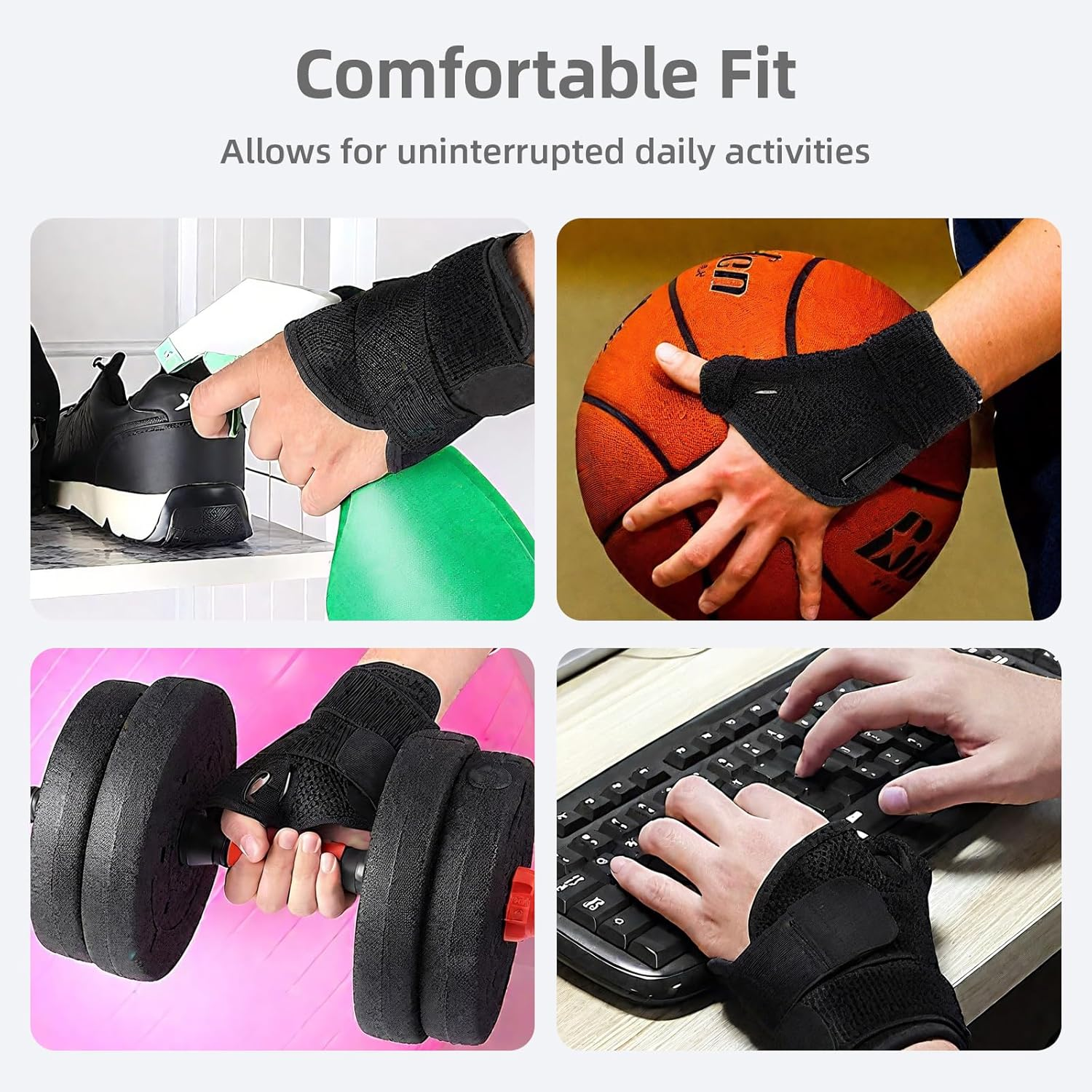 Thumb Spica Splint Wrist Stabilizer Support Brace - Thumb Brace & Wrist Splint for Pain/Tendonitis/Arthritis/Sprains, Adjustable Thumb Splint Wrist Support Fits Both Hands (Unisex Black) image number 5