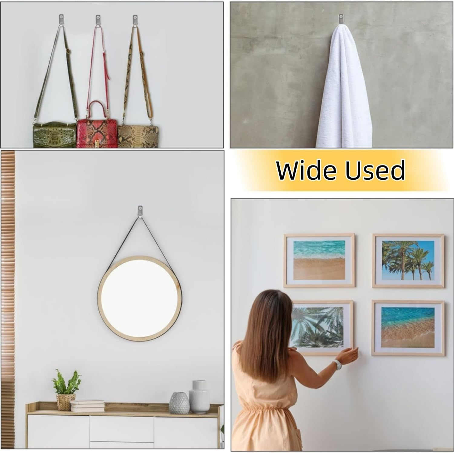 16 Pack Heavy Duty Picture Hangers Mirror Hooks - 304 Stainless Steel Wall Mounted Mini J Wall Hooks for Picture Frame Mirror Hanging Hardware for Hanging Mirror Hanging Hardware Band Screw image number 4