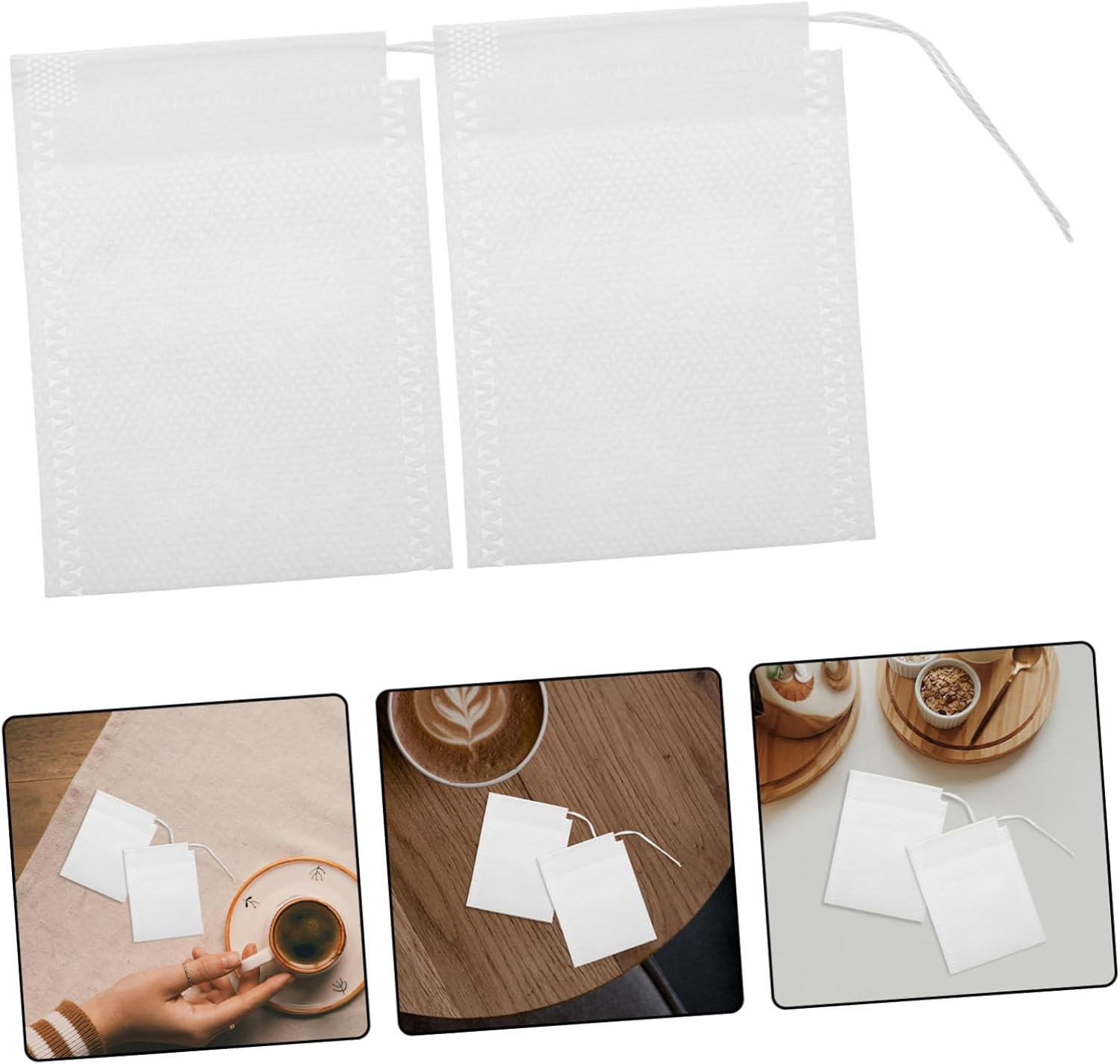 IWOWHERO 100Pcs Empty Tea Bags Multi-Function Loose Tea Bags Drawstring Sealing Bags Convenient Tea Bags Portable Tea Filtering Bags Kitchen Spice Bags image number 3