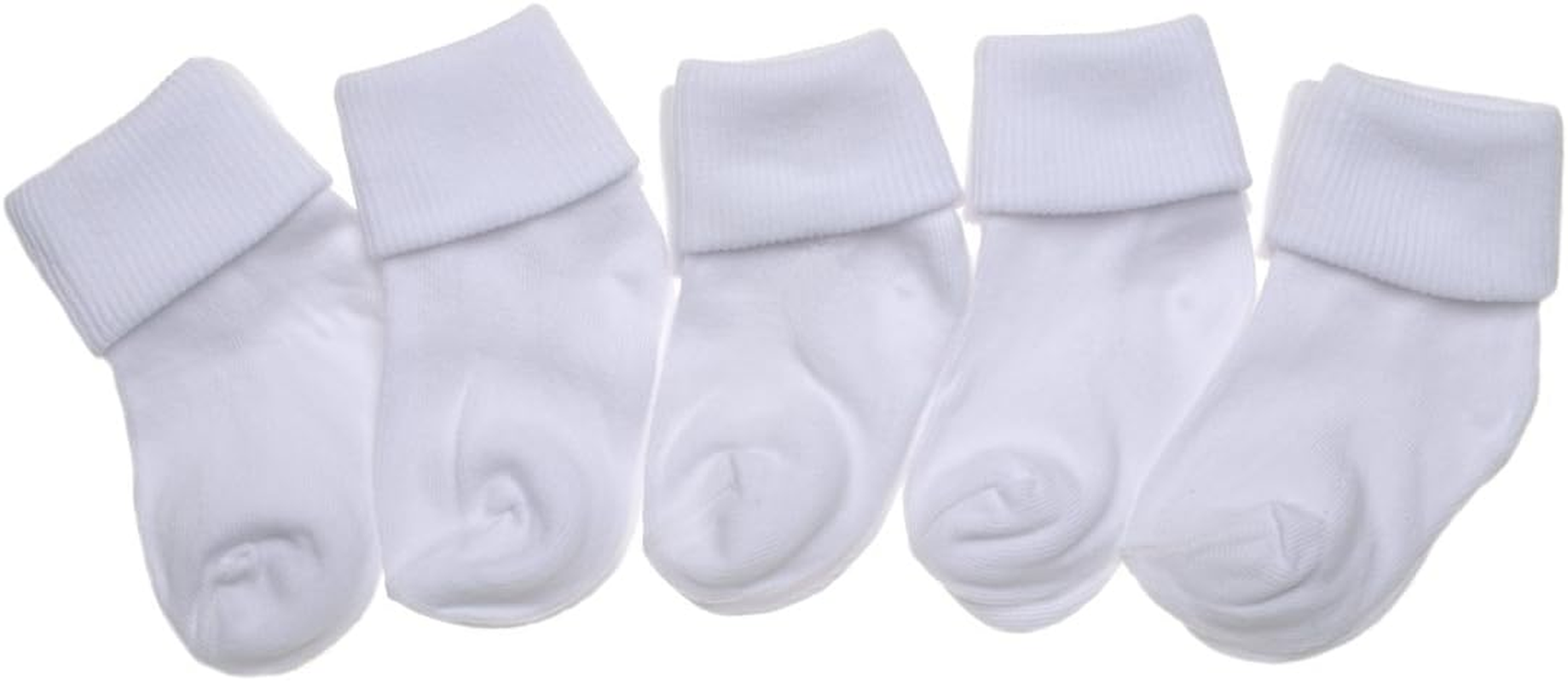5 Pairs of Plain Baby Socks - Roll Top Socks
