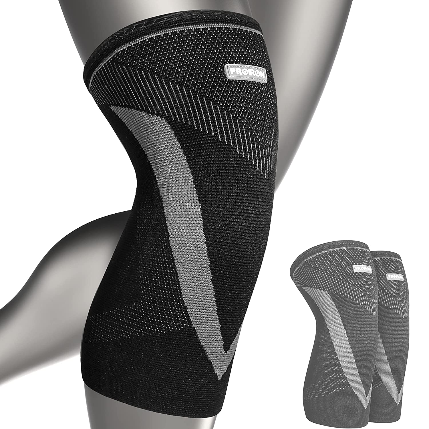 PROIRON Knee Brace, 2 Pack Knee Compression Sleeve Knee Support V-Shape (Pressurized Leg) for Meniscus Tear, Running, Weightlifting, Workout, ACL, Arthritis, Joint Pain Relief - XL