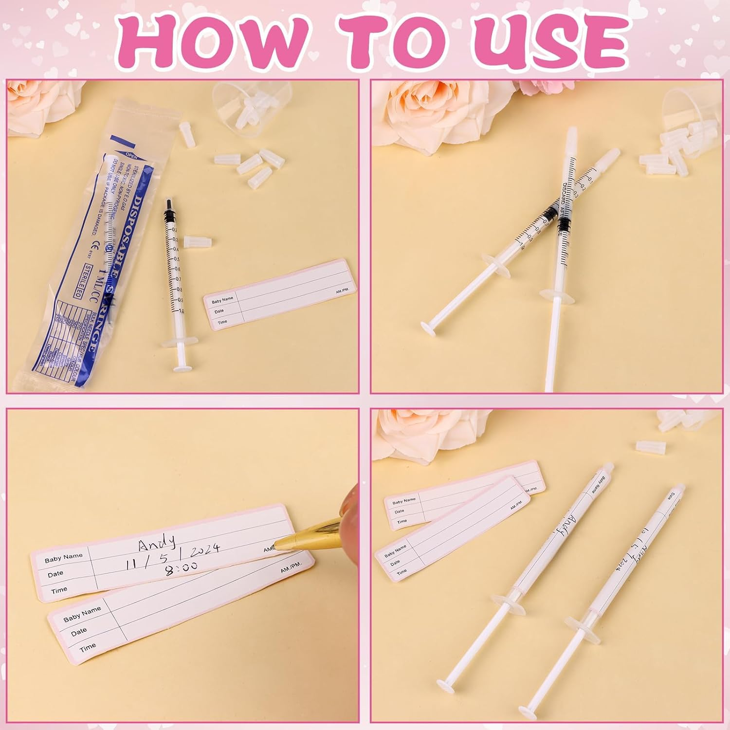 Colostrum Collection Kit - 50Pcs 1Ml Syringes with 4 Measuring Cups & Labels | Bpa-Free Breast Milk Collector for Harvesting & Storage | Essential for Antenatal Expressing & Breastfeeding image number 5