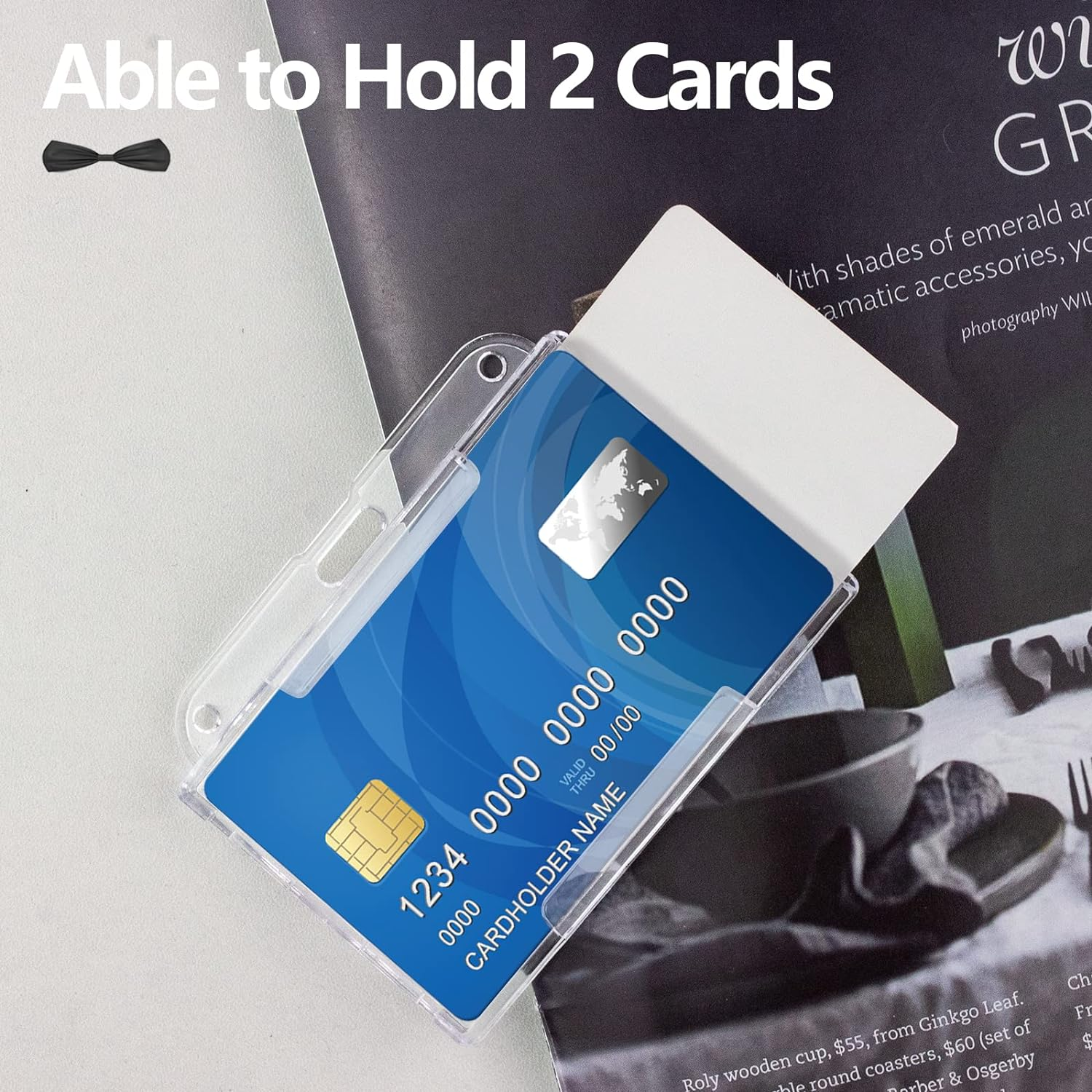 Teskyer 2 Pack Heavy Duty Retractable Badge Reel Clip with Hard Plastic Clear Badge Holders, Holding 2 Pieces of ID Badge Name Card, Vertical and Horizontal Style image number 6