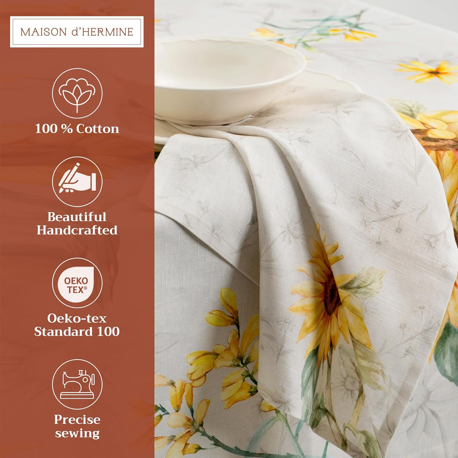 Maison D'Hermine Cloth Napkins Set of 4 100% Cotton Everyday Reusable Square Napkins Cloth Washable, Dinner, Party, Wedding, Restaurant, Spring/Summer (Candice, 20" X 20") image number 3