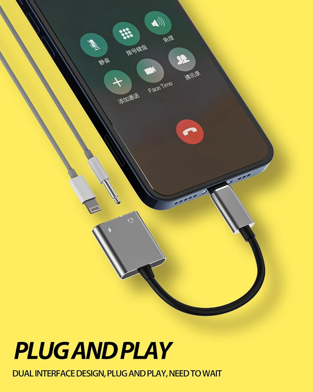 Lightning to 3.5Mm Jack Iphone Aux Adapter (2 in 1) Charger Headphone Splitter Cable Apple MFI Certified Audio Dongle Cord Earbud Charging Converter for 14 13 12 11 Pro Max X Xr Xs 7 8 plus 3.5+L