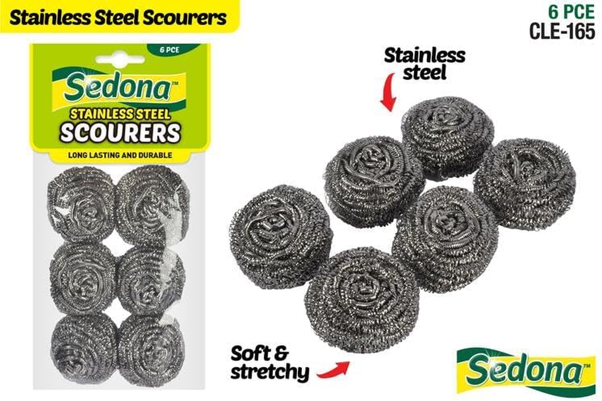 Sedona Stainless Steel Cleaning Scourers 6-Piece image number 2