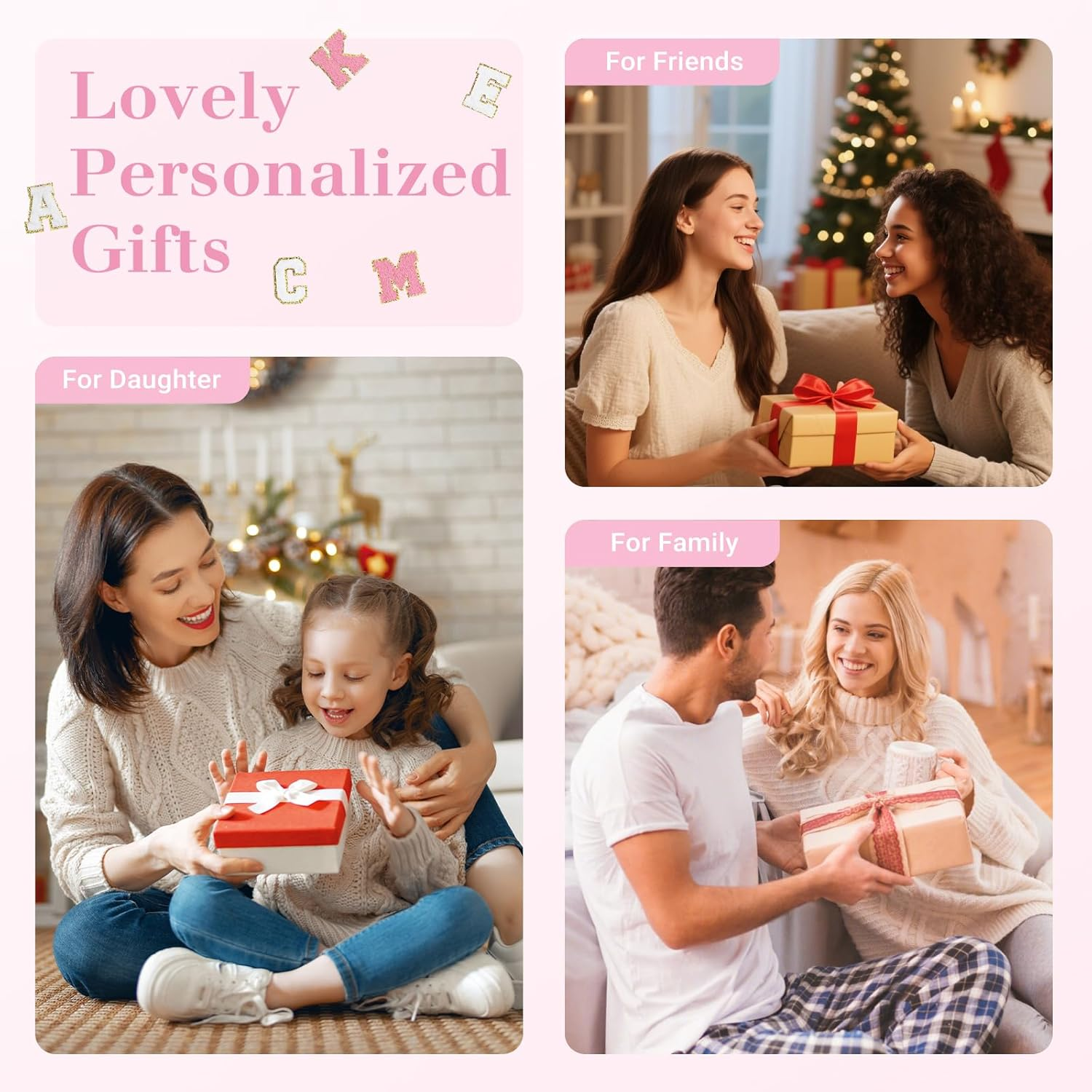 LIAN Initial Makeup Bag Personalized Cosmetic Bags Cute Makeup Pouch Waterproof PU Small Travel Toiletry Bags for Women Preppy Things for Girls (Pink-A) image number 6