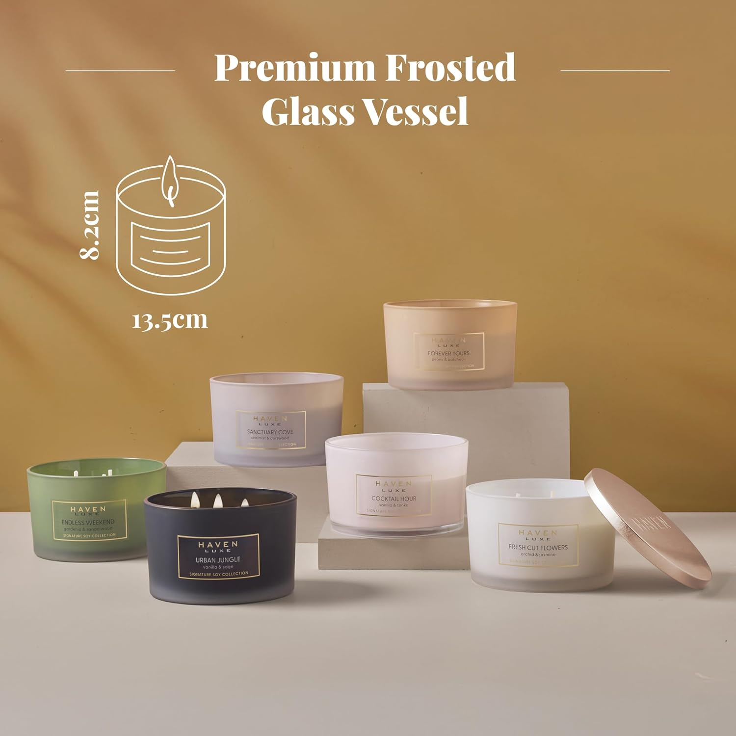 Haven Peony & Patchouli Scented Candle in Glass Jar - Clean-Burning Soy Wax Blend with Natural Cotton Wick - Long-Lasting Aromatherapy Candle for Home Decor & Fragrance