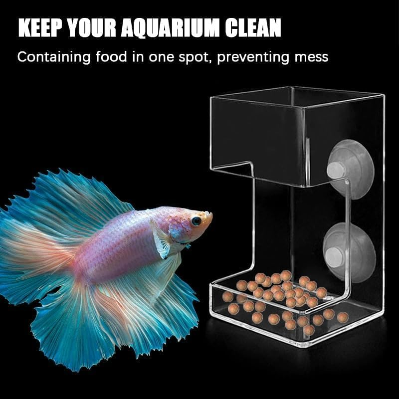 Clear Acrylic Fish Feeder with Suction Cup, Mess-Free Feeding Tray and Tube for Betta, Shrimp and Aquarium, Keeps Tank Water Clean image number 5