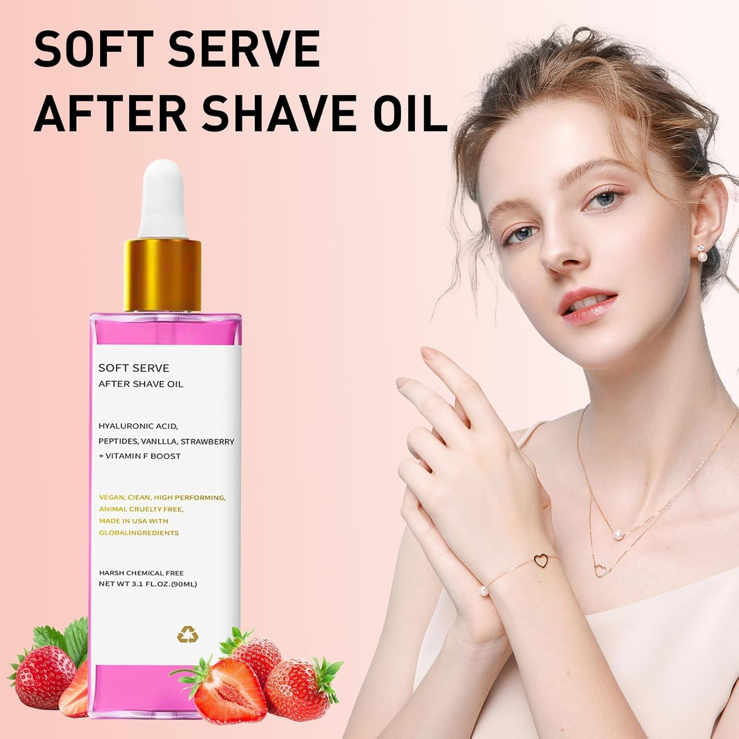 After Shave Oil, Women Strawberry Vanilla after Shave Oil for Smooth Skin, Soothing & Hydrating Treatment to Prevent Ingrown Hairs Dryness (1PCS, 1) image number 5